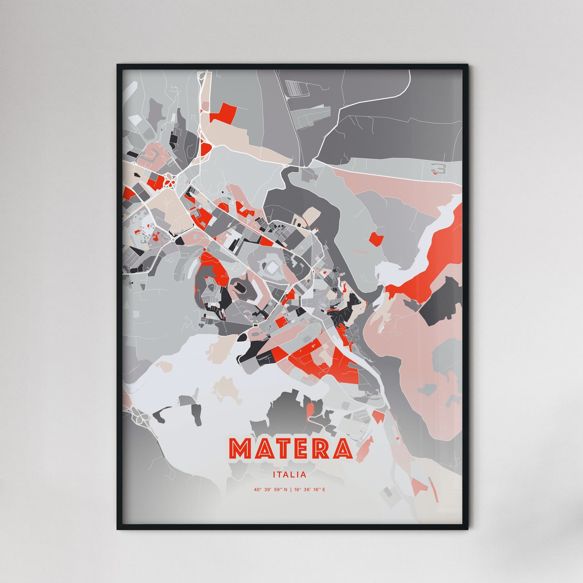 Colorful MATERA ITALY Fine Art Map Modern