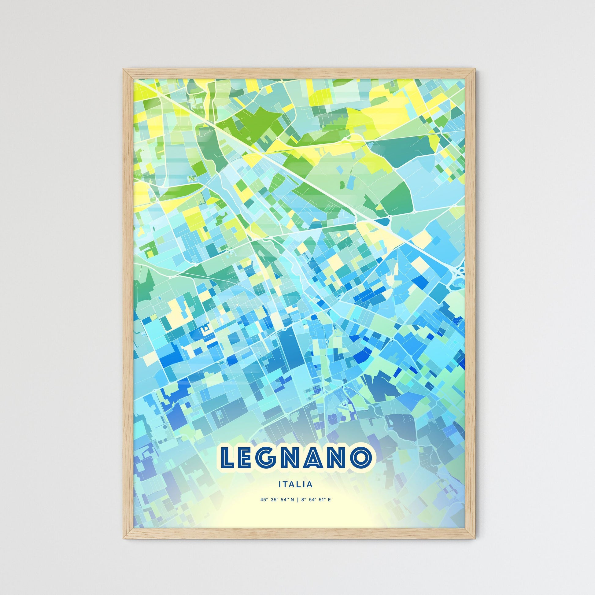 Colorful LEGNANO ITALY Fine Art Map Cool Blue