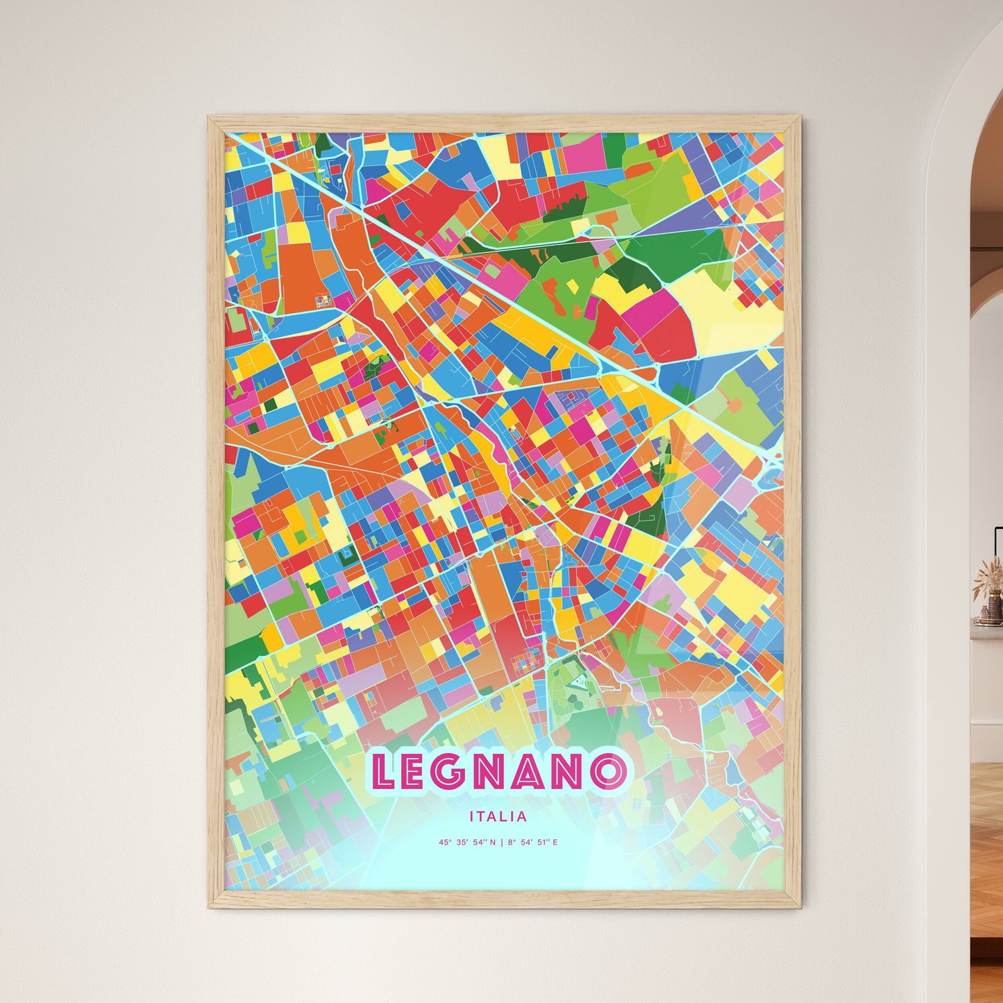 Colorful LEGNANO ITALY Fine Art Map Crazy Colors