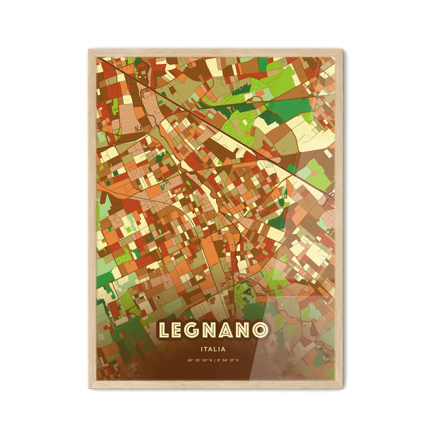 Colorful LEGNANO ITALY Fine Art Map Farmhouse