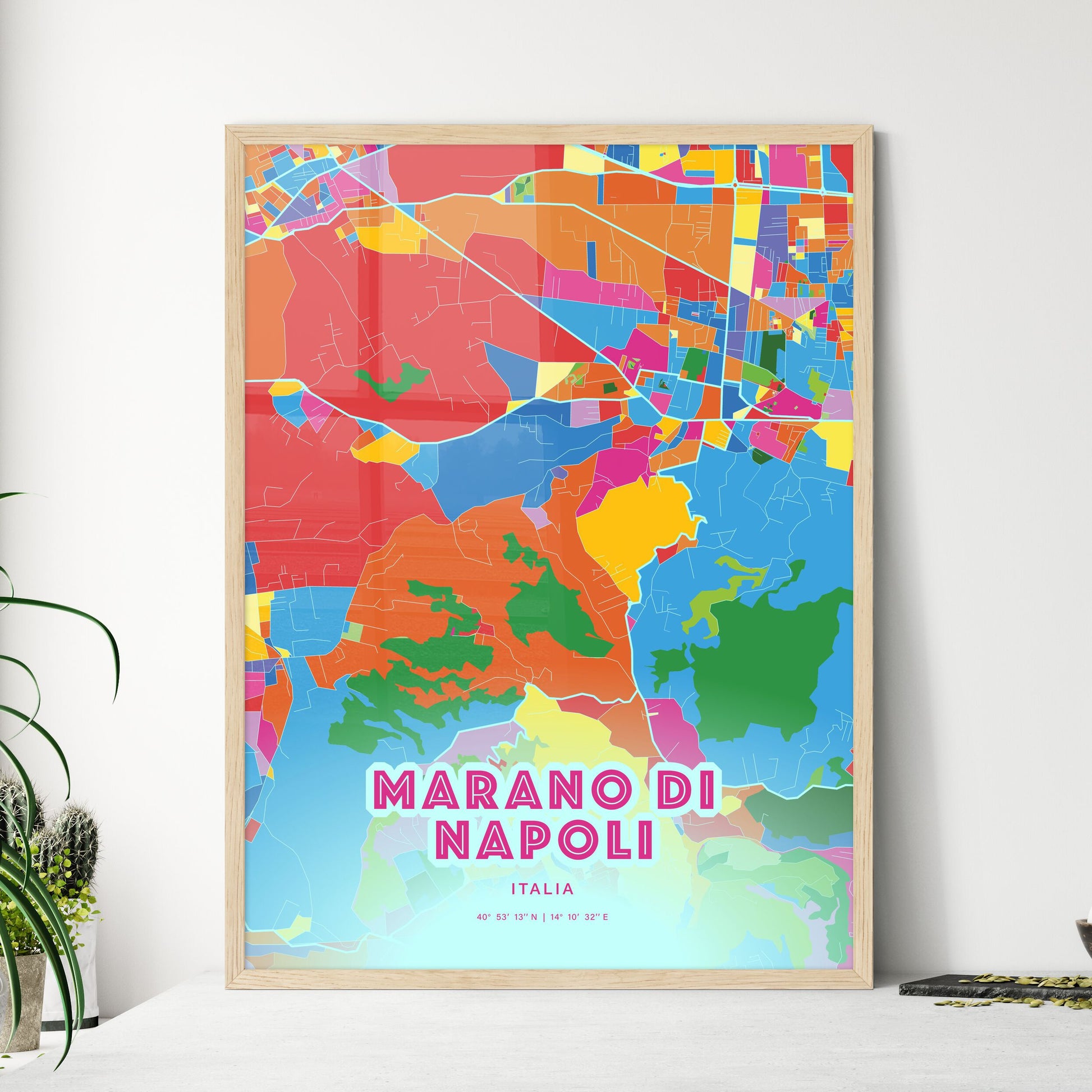 Colorful MARANO DI NAPOLI ITALY Fine Art Map Crazy Colors