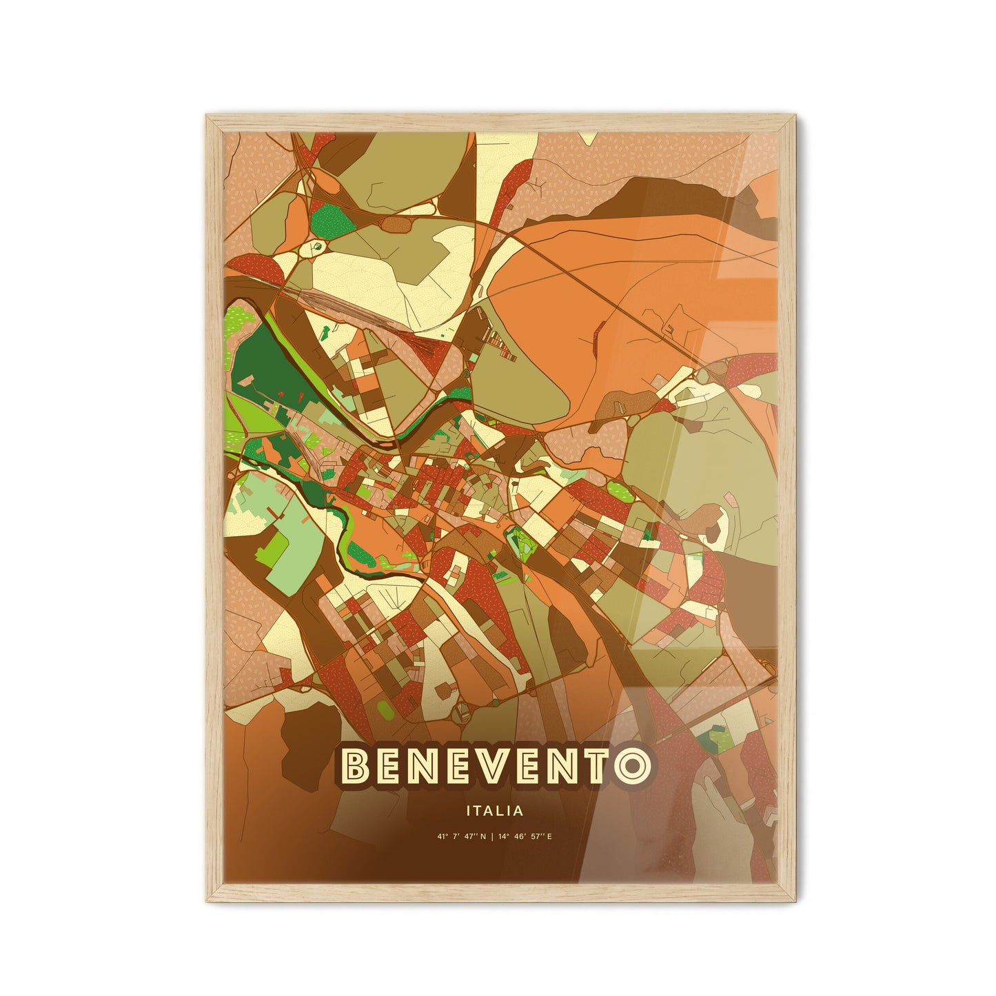 Colorful BENEVENTO ITALY Fine Art Map Farmhouse