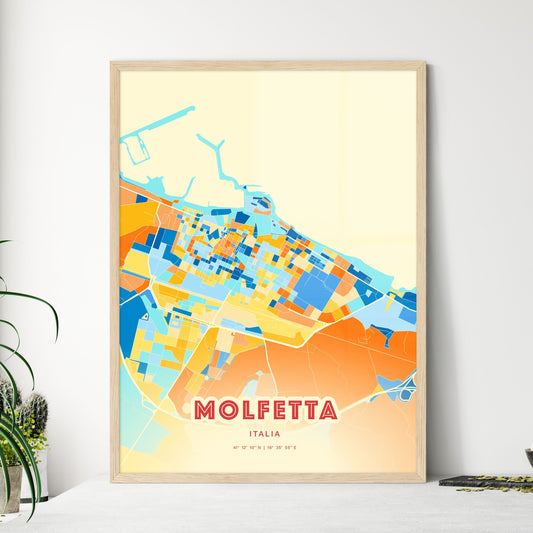 Colorful MOLFETTA ITALY Fine Art Map Blue Orange