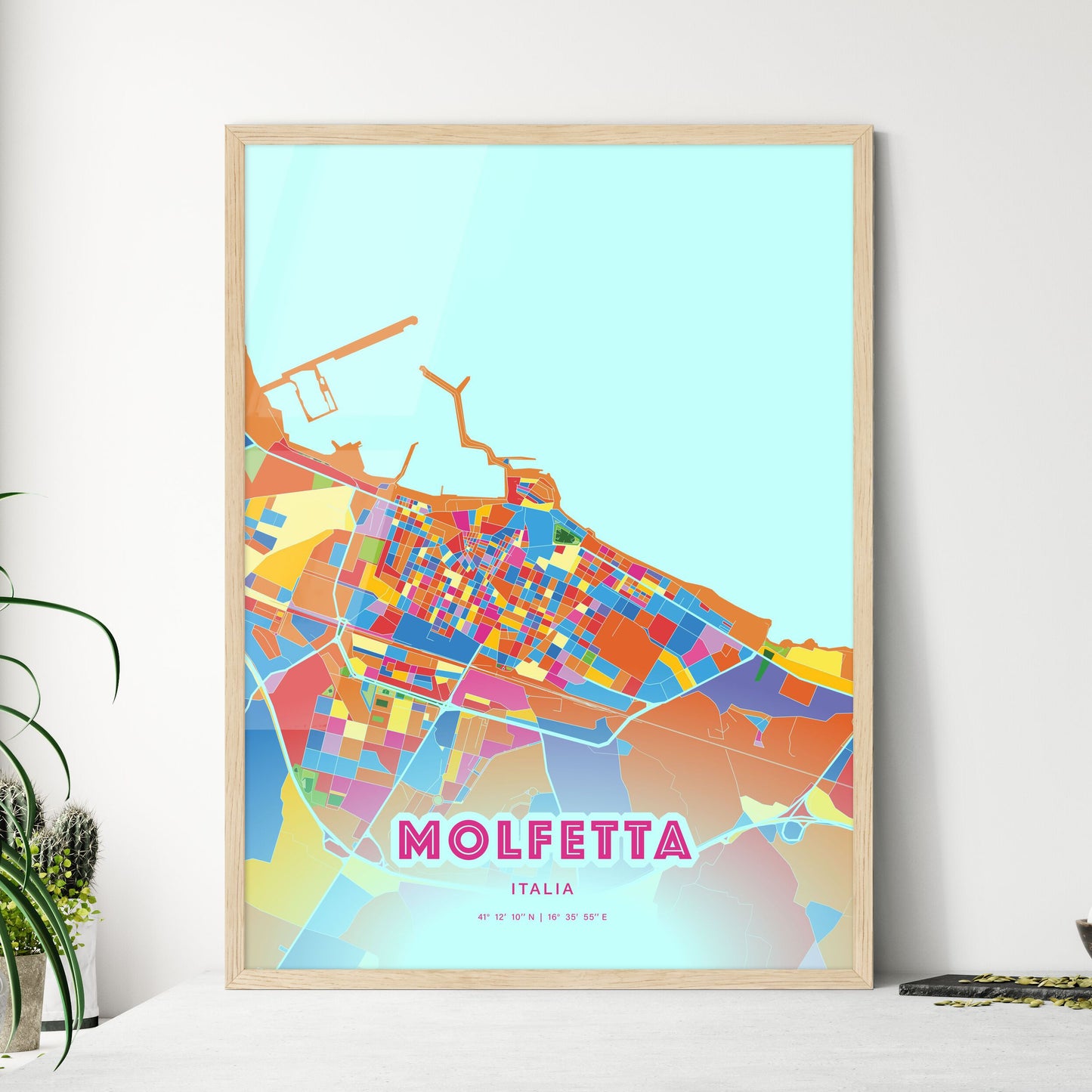 Colorful MOLFETTA ITALY Fine Art Map Crazy Colors