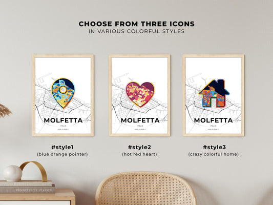 Molfetta Italy maps with colorful icons