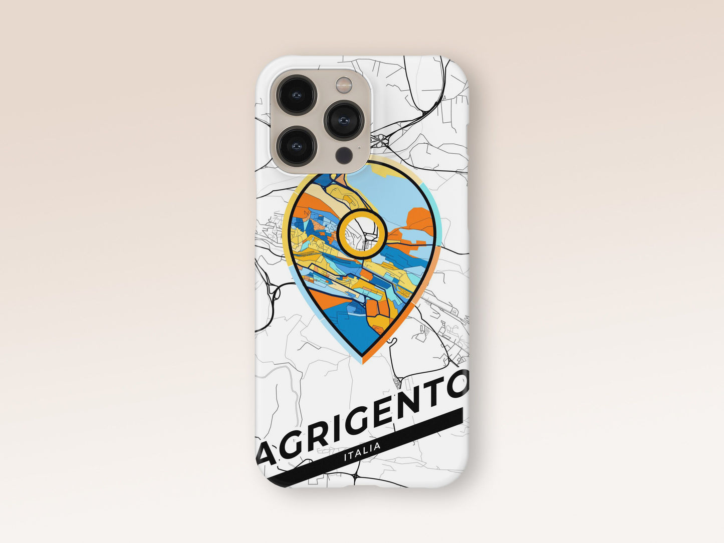 Agrigento Italy slim phone case with colorful icon. Birthday, wedding or housewarming gift. Couple match cases. 1
