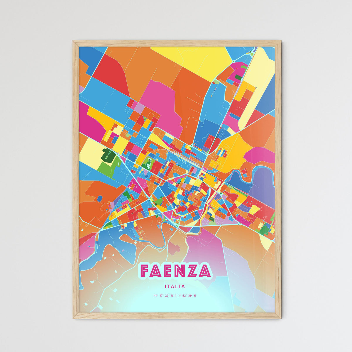 Colorful FAENZA ITALY Fine Art Map Crazy Colors