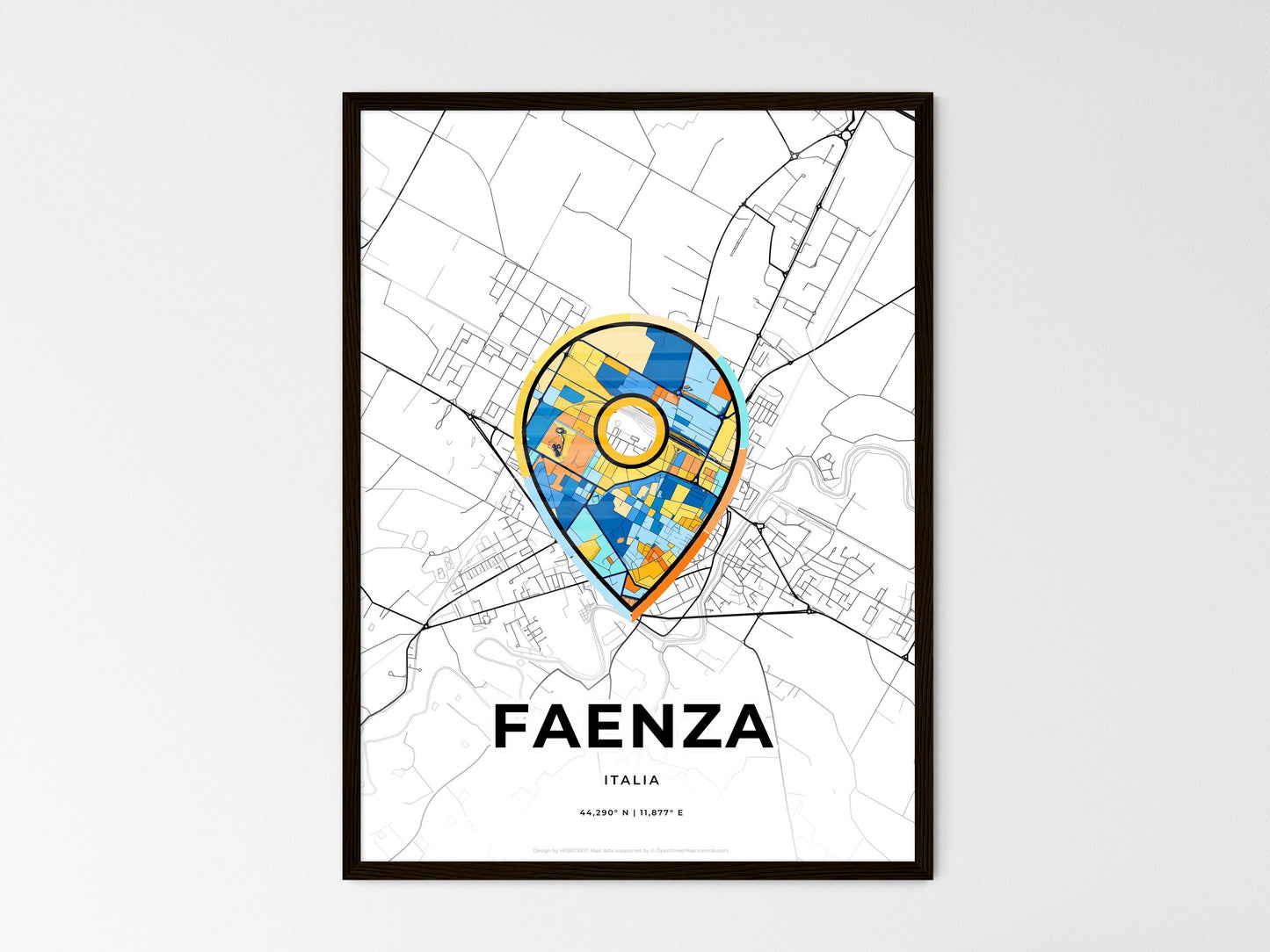 Faenza Italy wedding art map with pointer icon