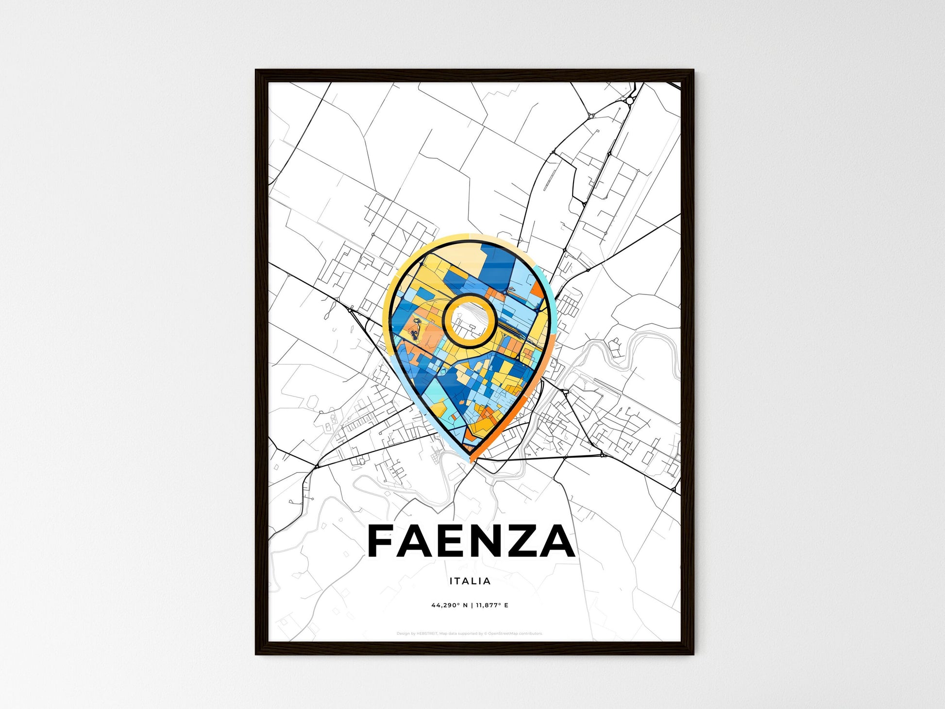 Faenza Italy wedding art map with pointer icon