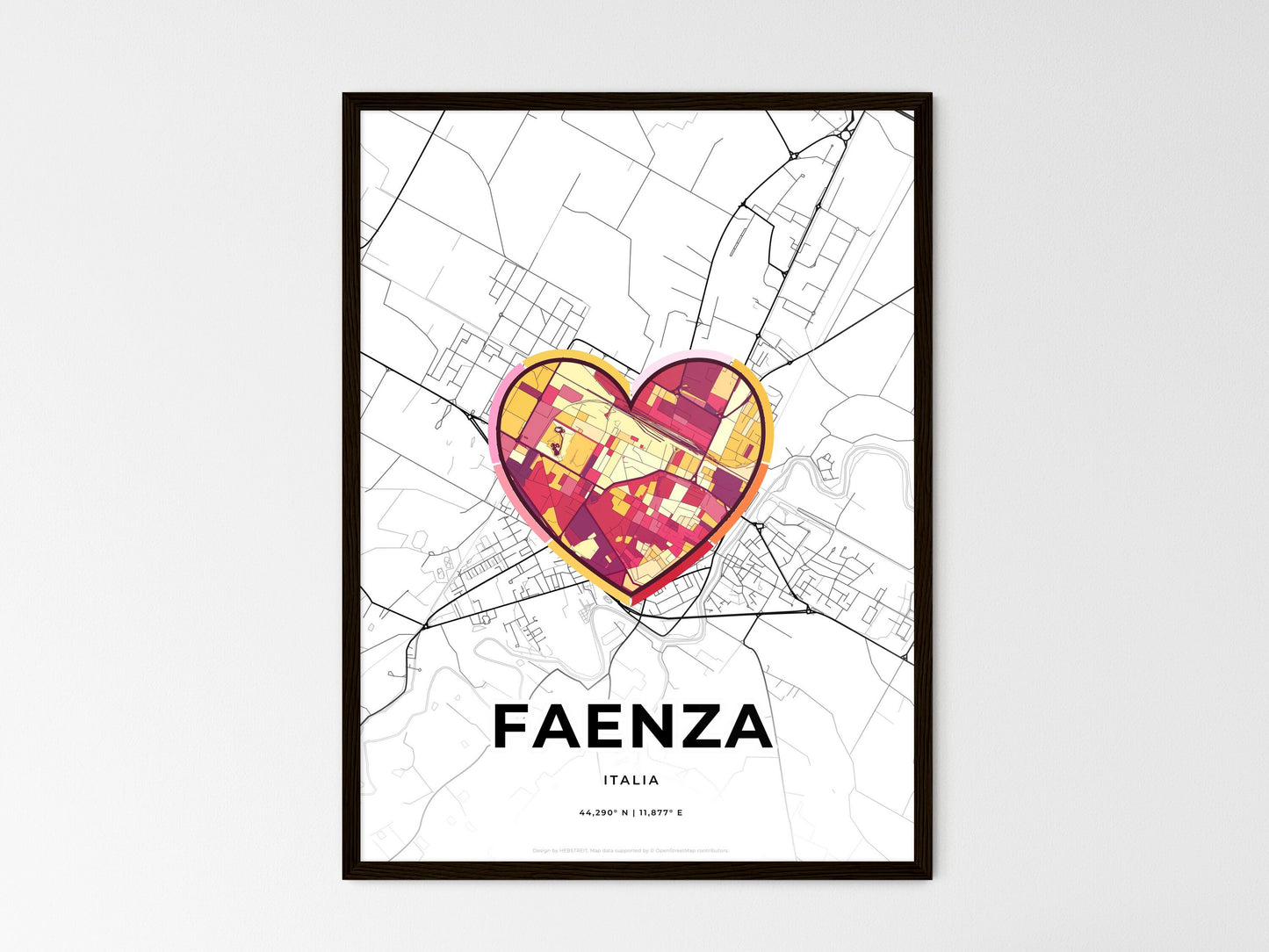 Faenza Italy wedding art map with heart icon