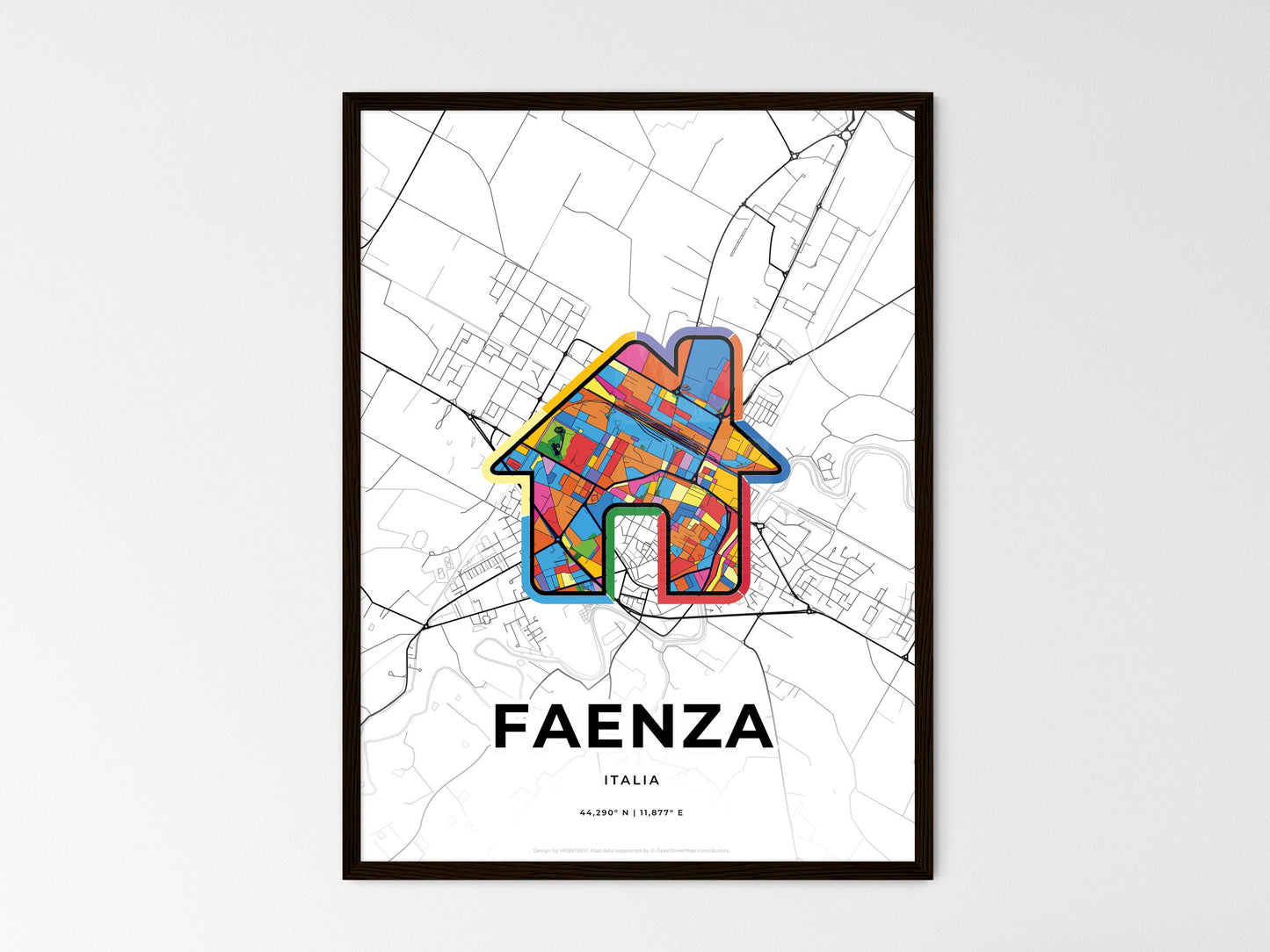 Faenza Italy wedding art map with home icon