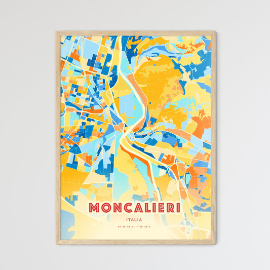 Colorful MONCALIERI ITALY Fine Art Map Blue Orange