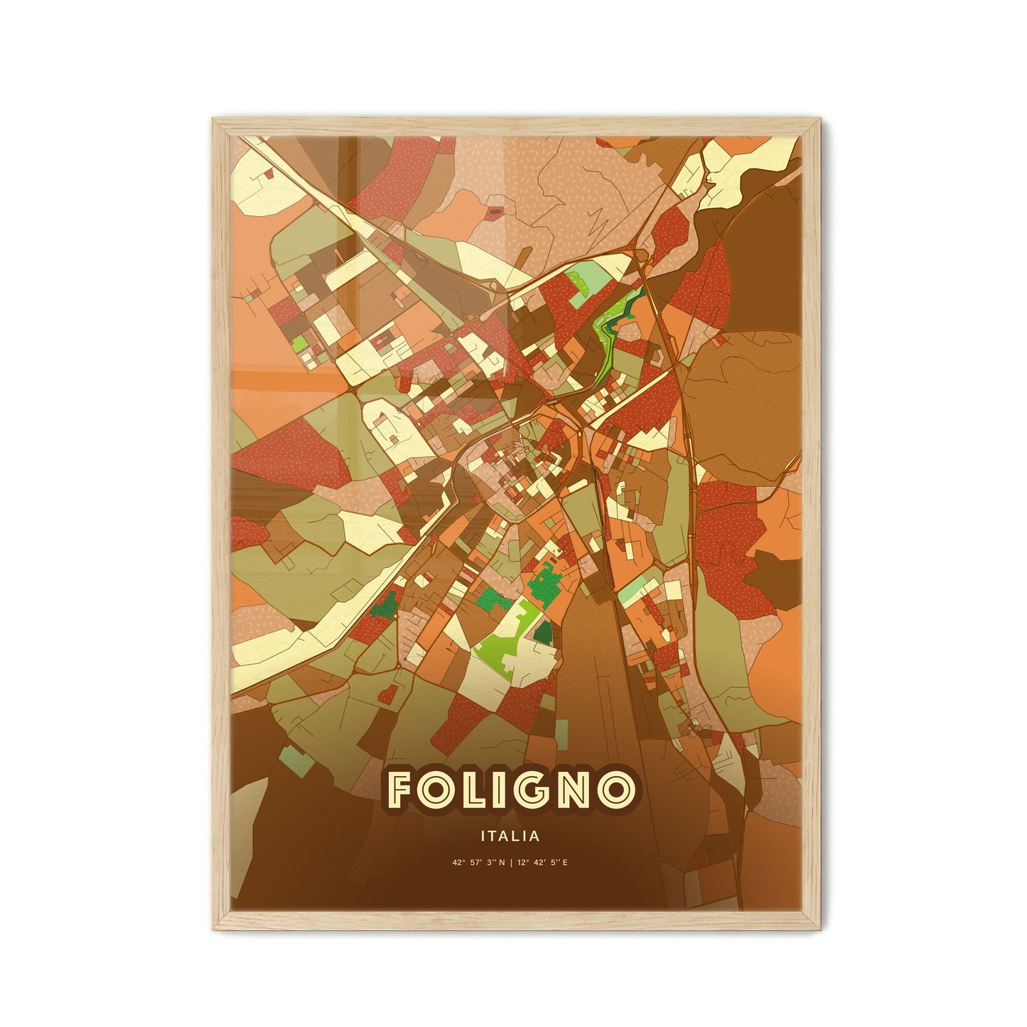 Colorful FOLIGNO ITALY Fine Art Map Farmhouse