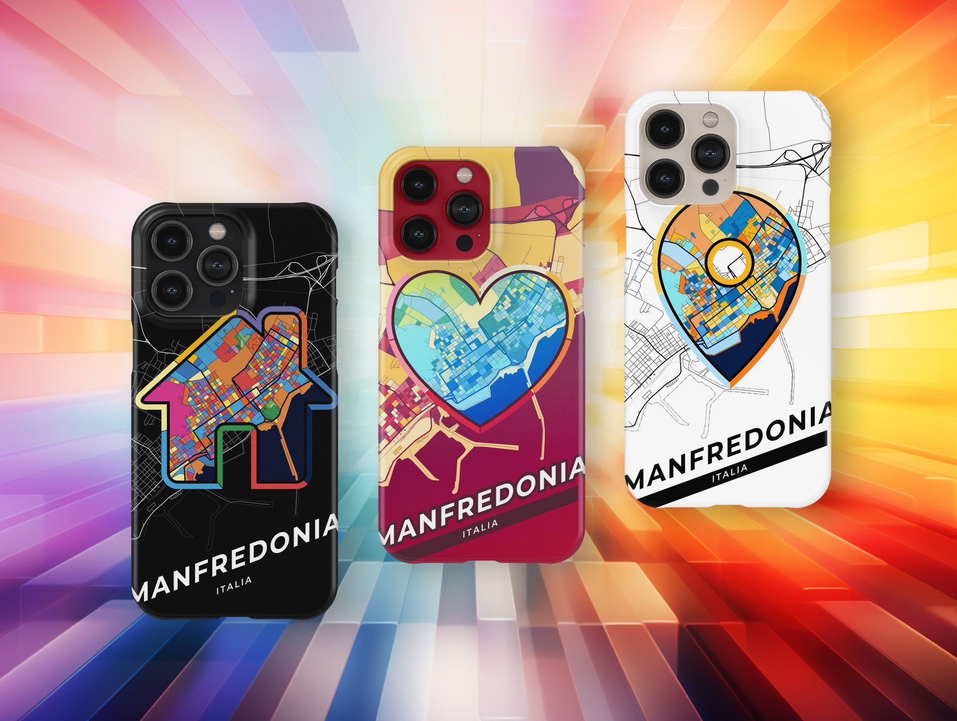 Manfredonia Italy slim phone case with colorful icon. Birthday, wedding or housewarming gift. Couple match cases.