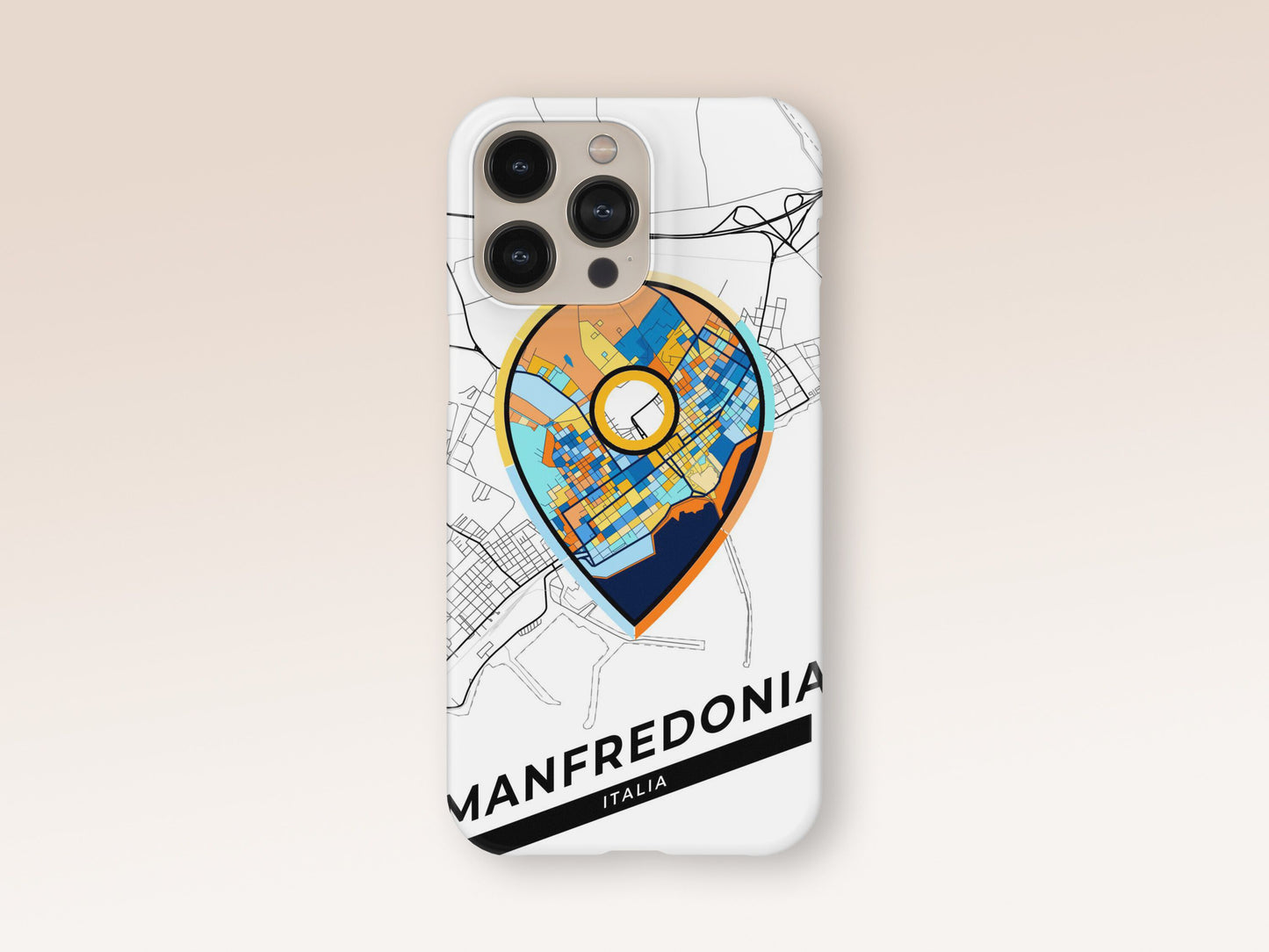 Manfredonia Italy slim phone case with colorful icon. Birthday, wedding or housewarming gift. Couple match cases. 1