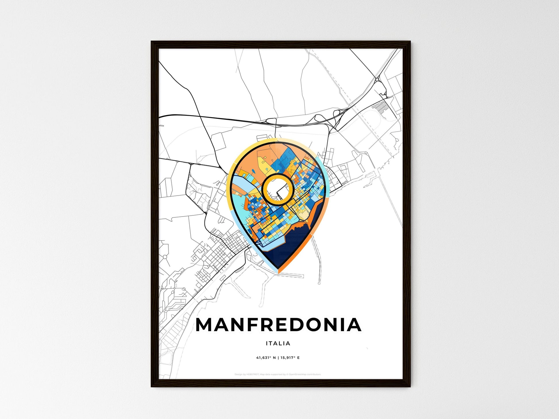 Manfredonia Italy wedding art map with pointer icon