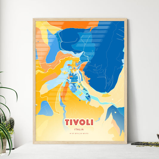 Colorful TIVOLI ITALY Fine Art Map Blue Orange