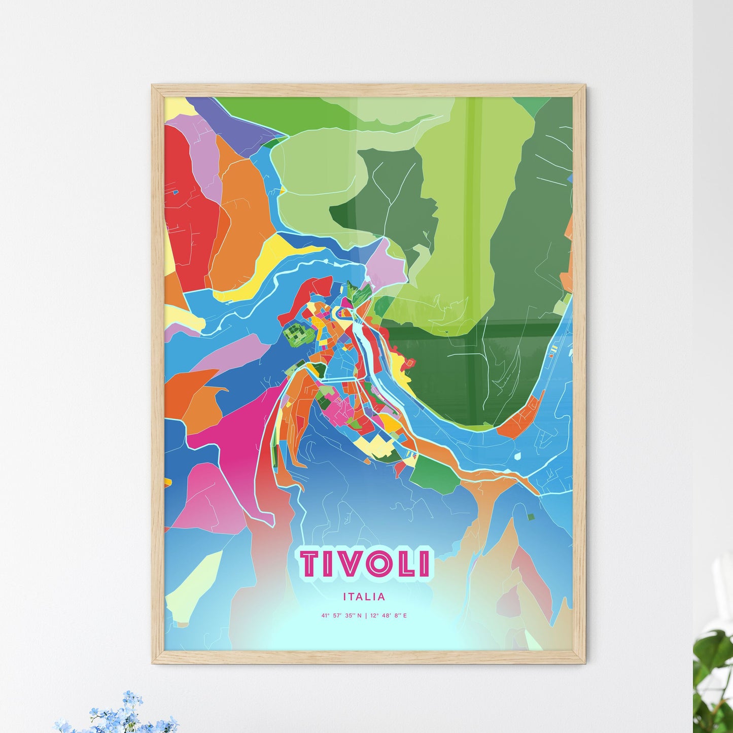 Colorful TIVOLI ITALY Fine Art Map Crazy Colors