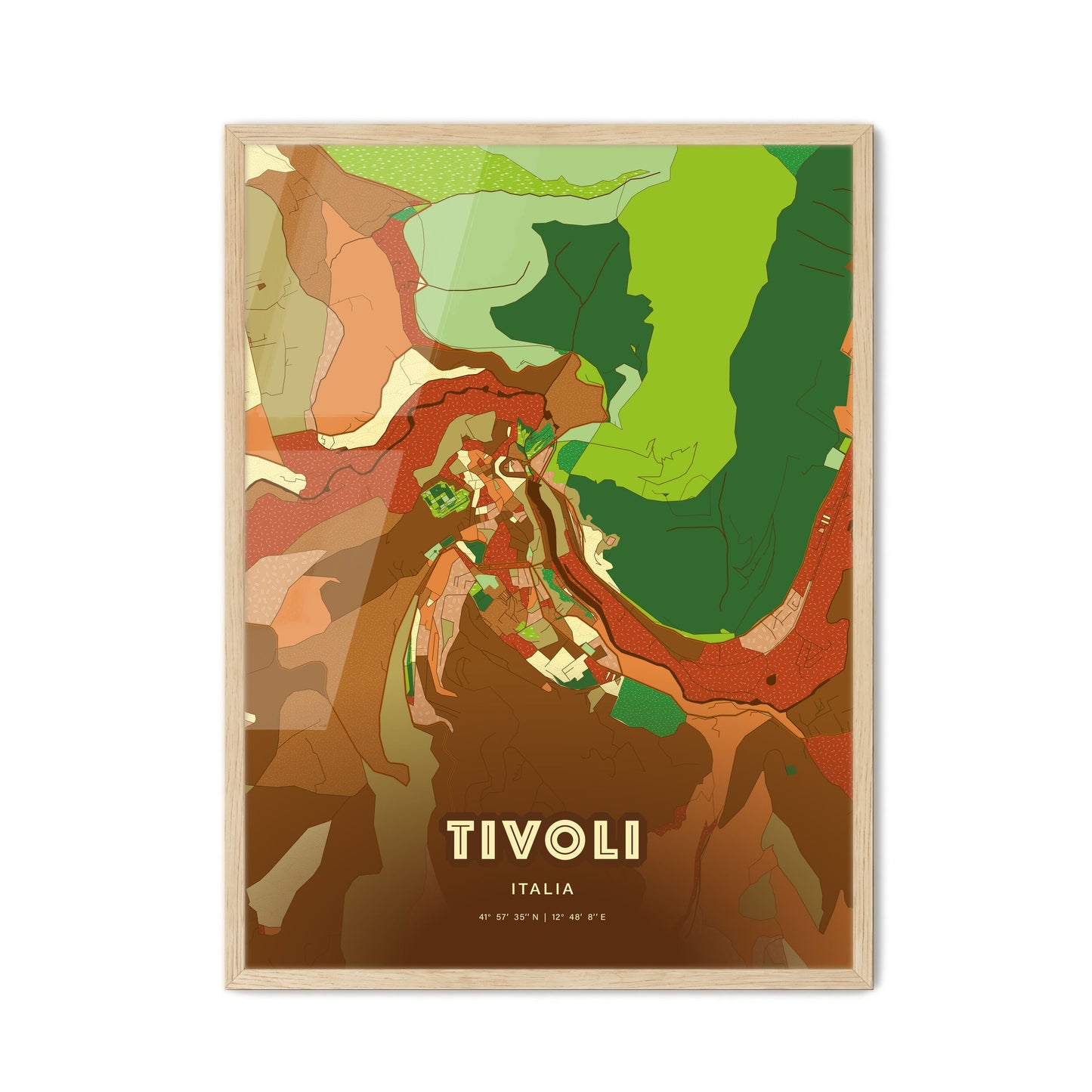 Colorful TIVOLI ITALY Fine Art Map Farmhouse