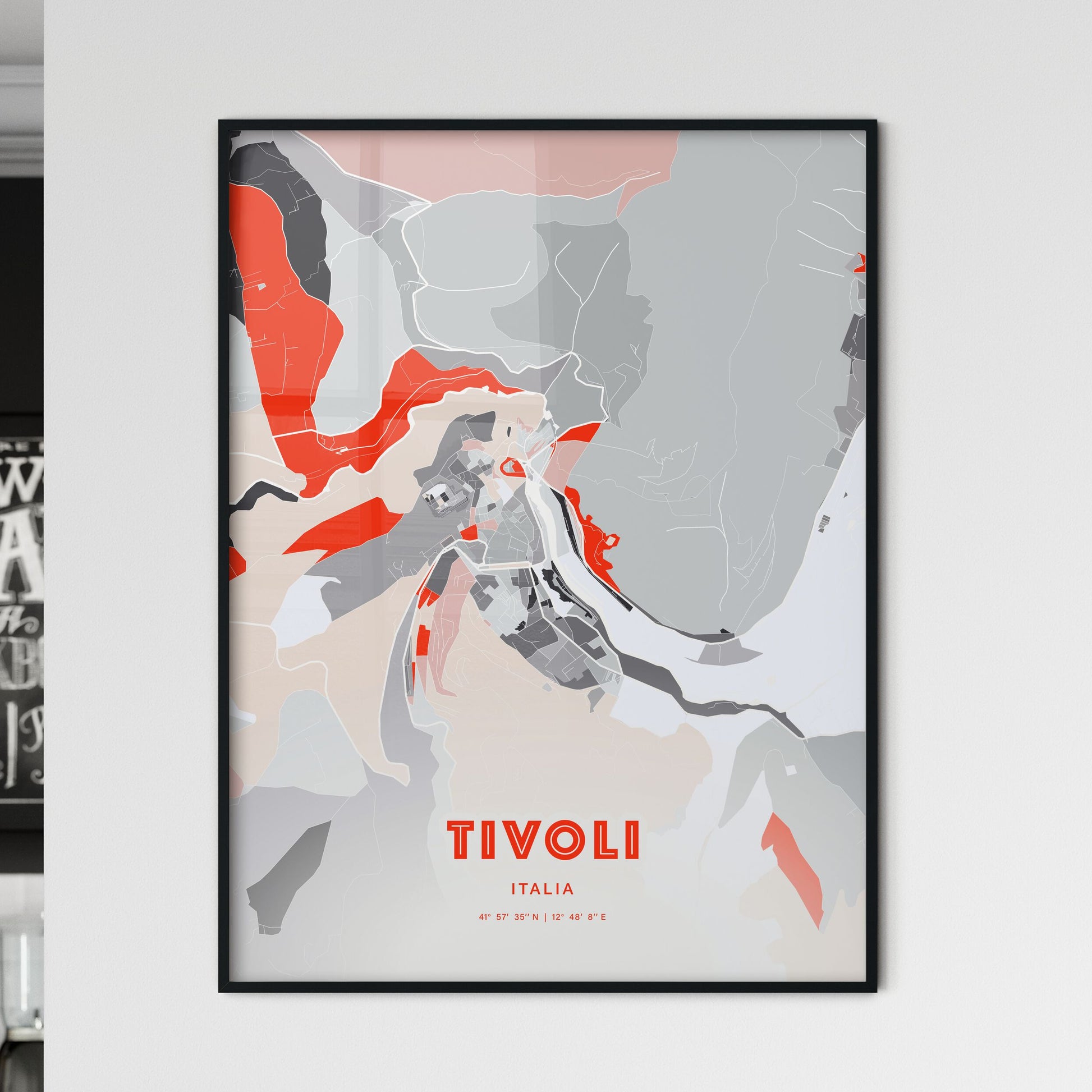 Colorful TIVOLI ITALY Fine Art Map Modern