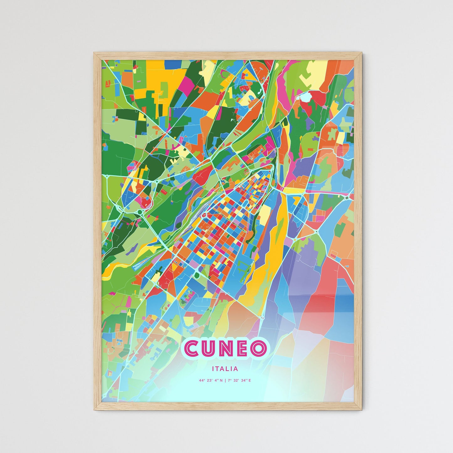 Colorful CUNEO ITALY Fine Art Map Crazy Colors