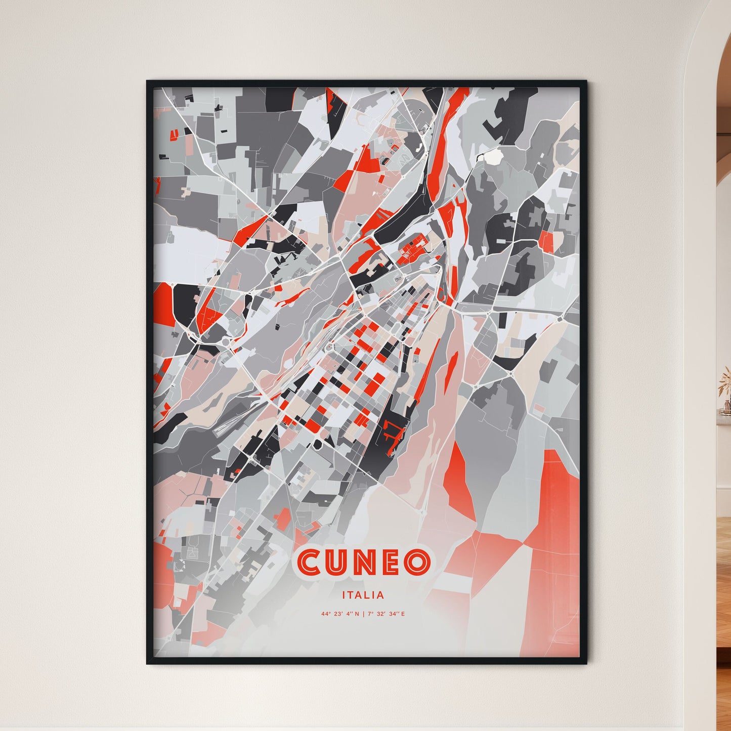 Colorful CUNEO ITALY Fine Art Map Modern