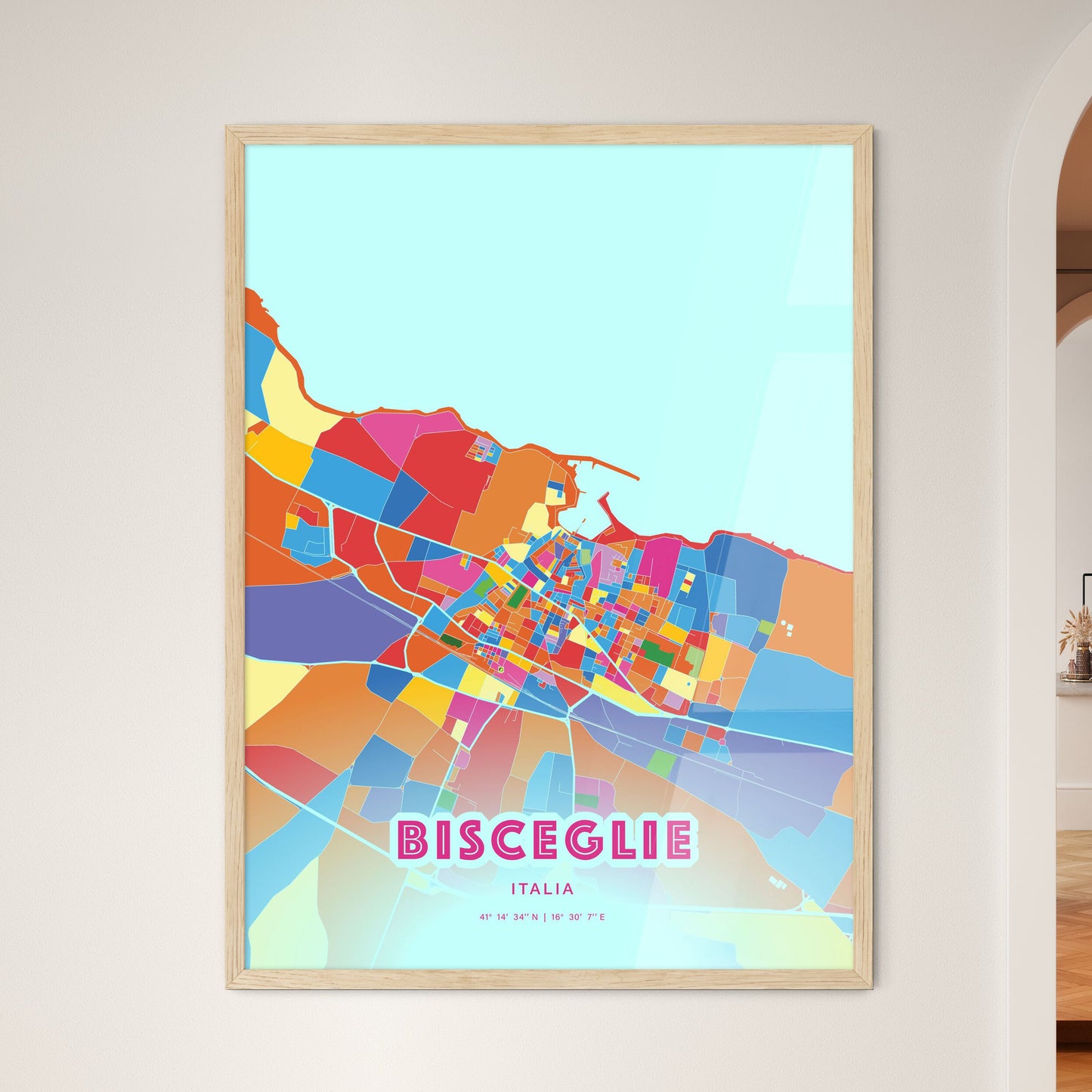 Colorful BISCEGLIE ITALY Fine Art Map Crazy Colors