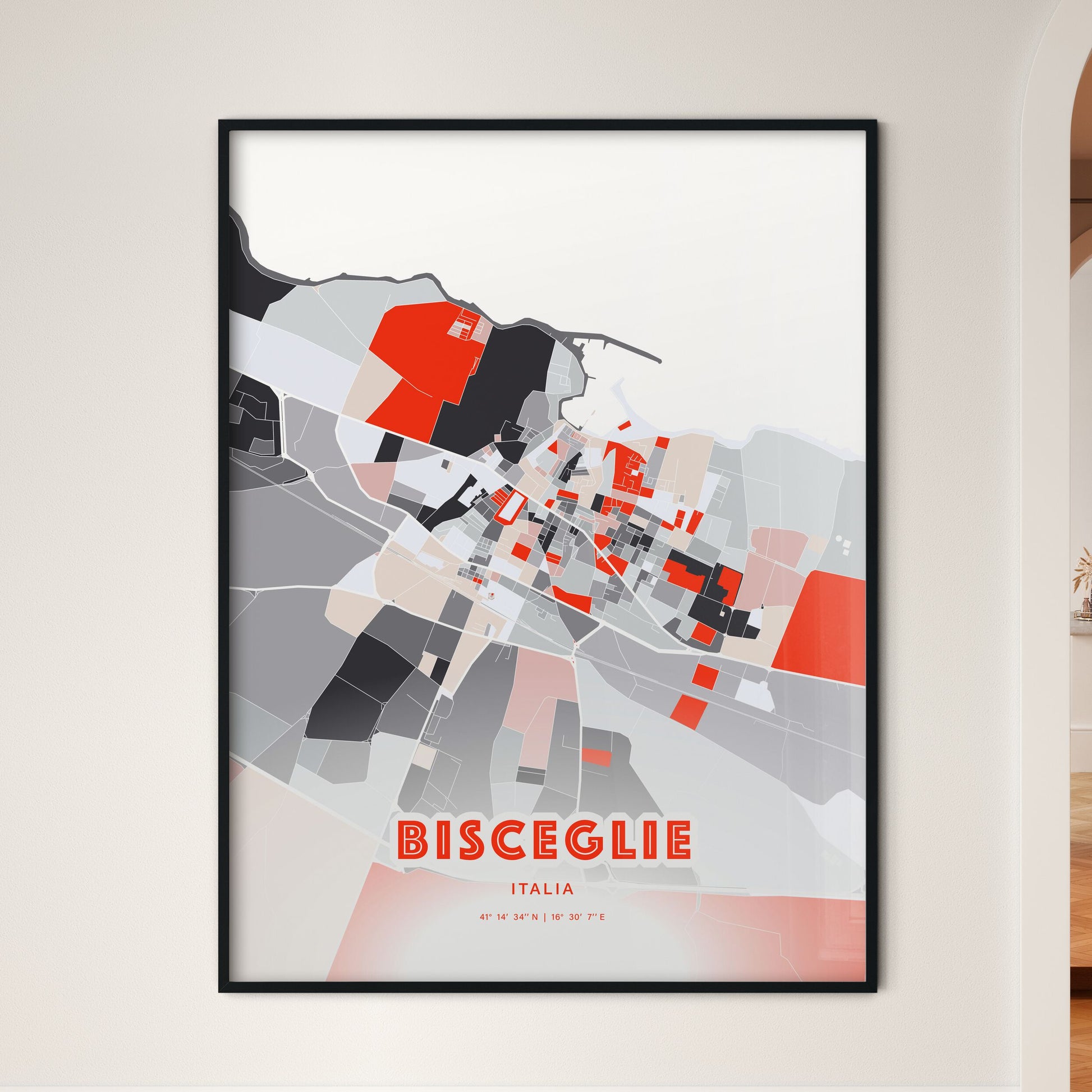 Colorful BISCEGLIE ITALY Fine Art Map Modern