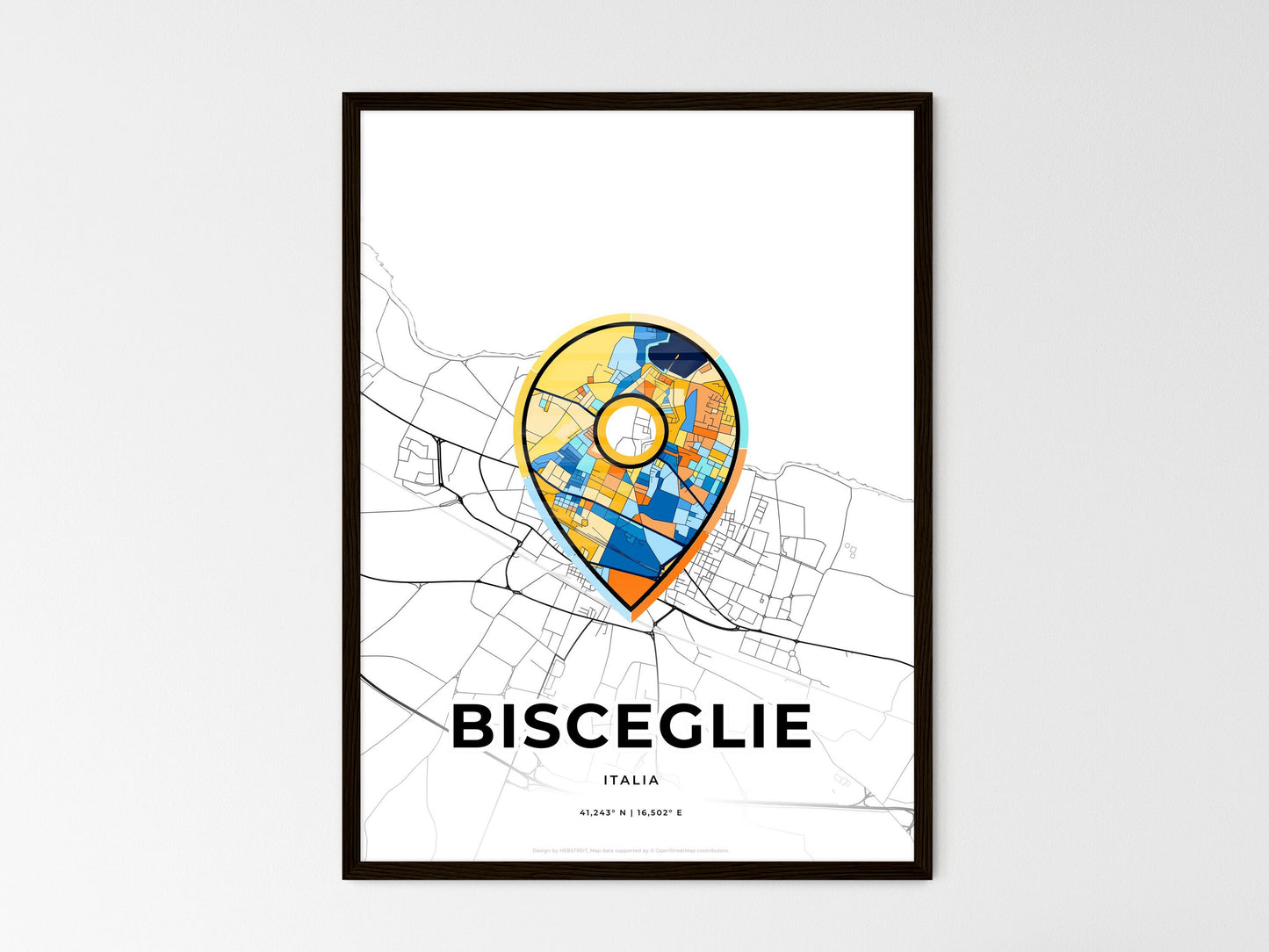Bisceglie Italy wedding art map with pointer icon