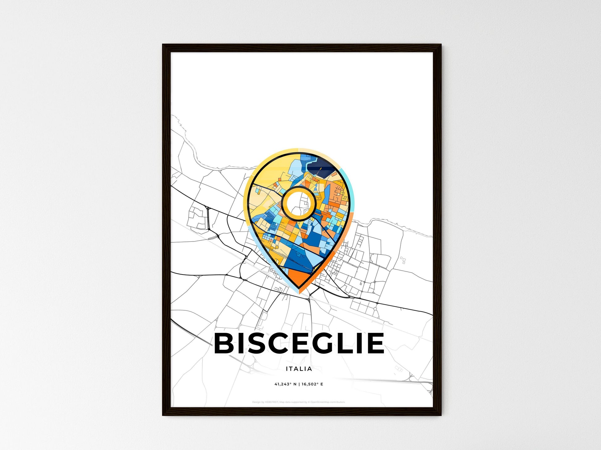 Bisceglie Italy wedding art map with pointer icon
