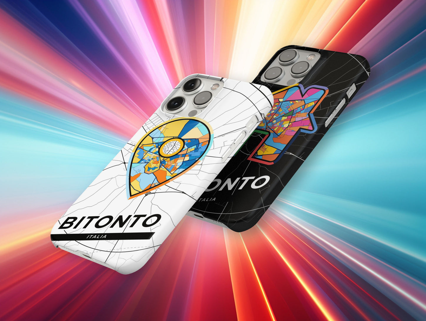 Bitonto Italy slim phone case with colorful icon. Birthday, wedding or housewarming gift. Couple match cases.