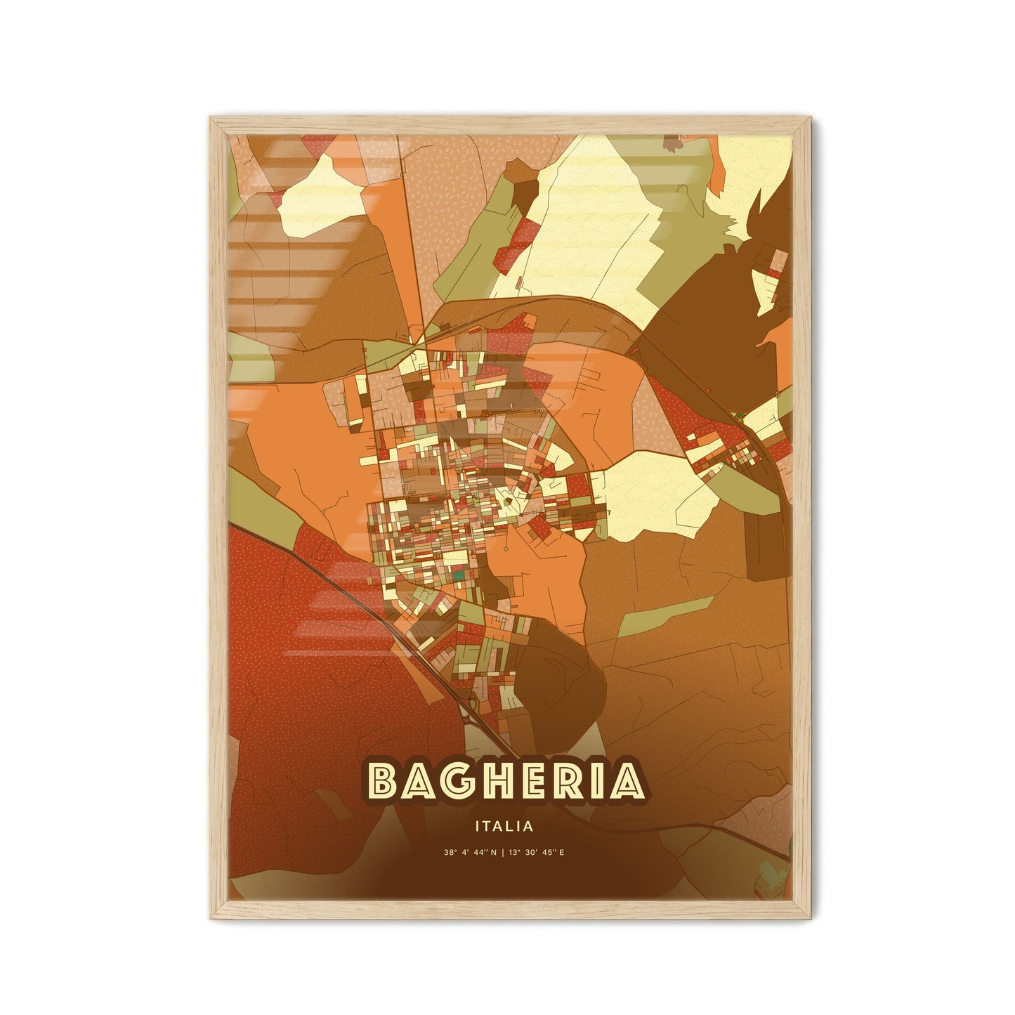 Colorful BAGHERIA ITALY Fine Art Map Farmhouse