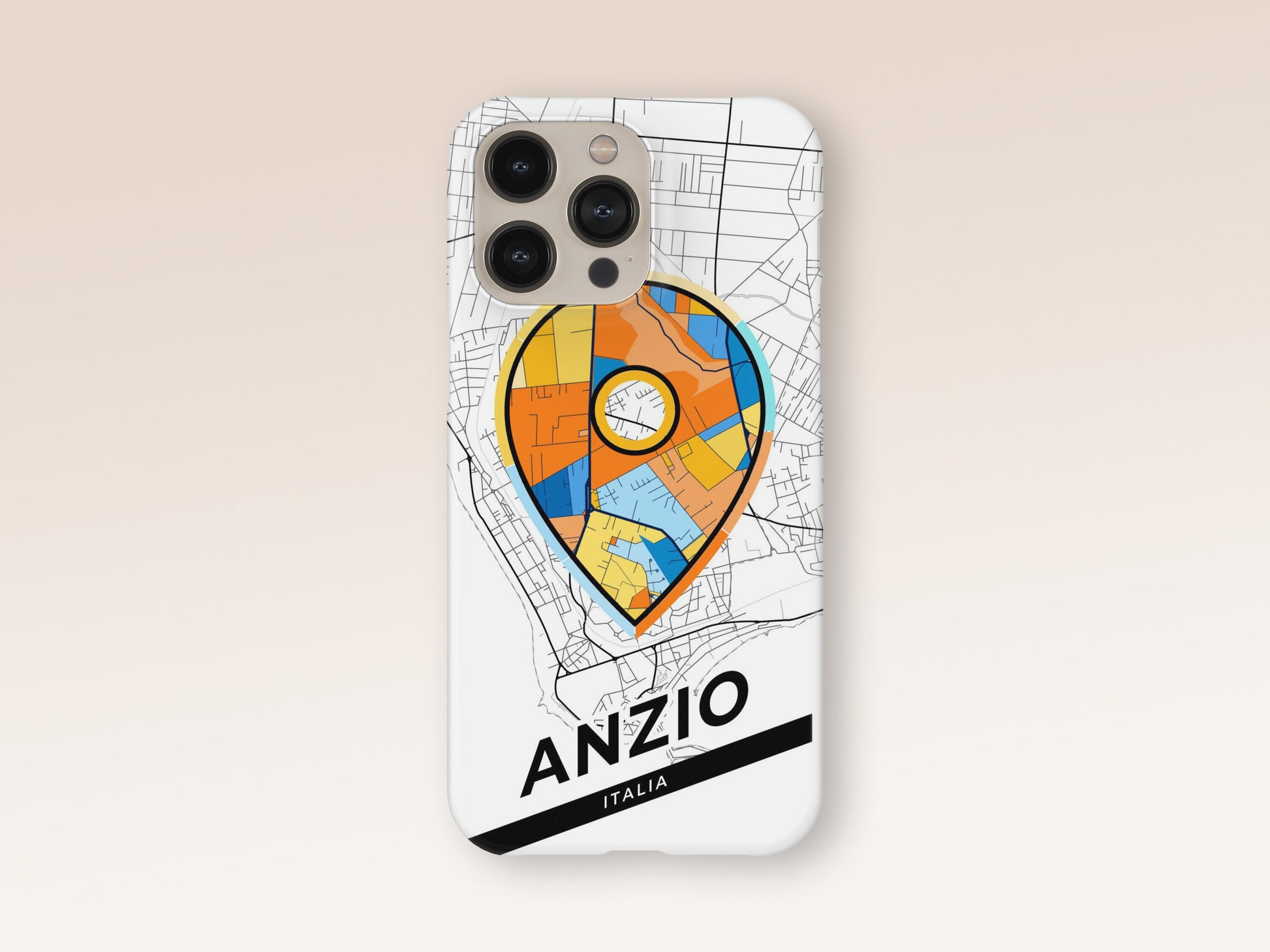 Anzio Italy slim phone case with colorful icon. Birthday, wedding or housewarming gift. Couple match cases. 1