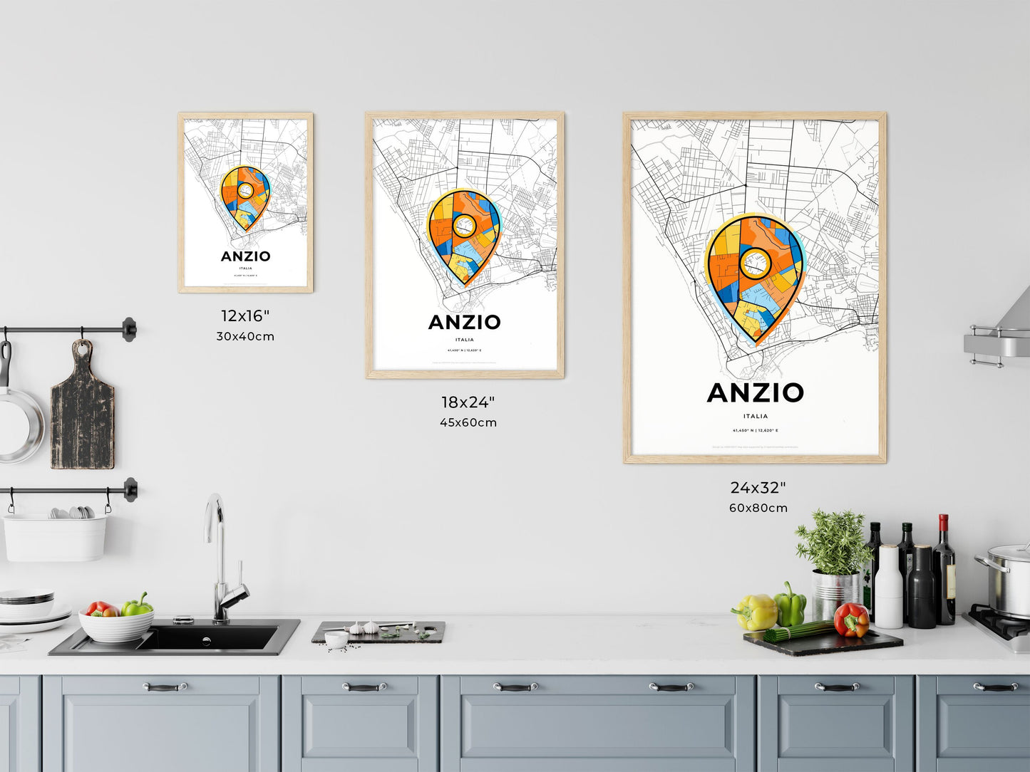 Anzio Italy art map size chart