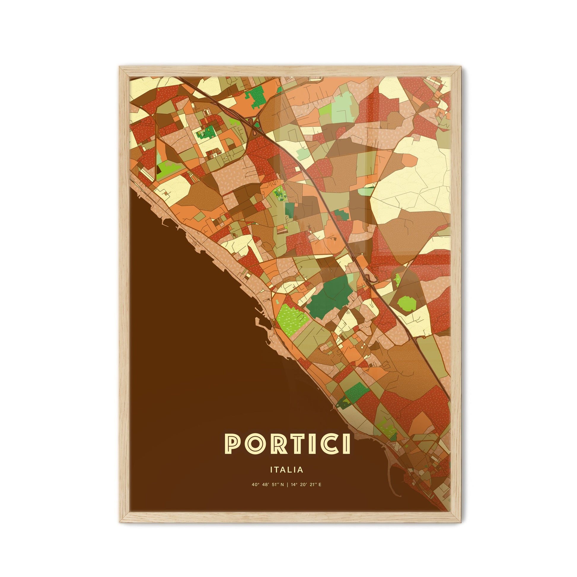 Colorful PORTICI ITALY Fine Art Map Farmhouse