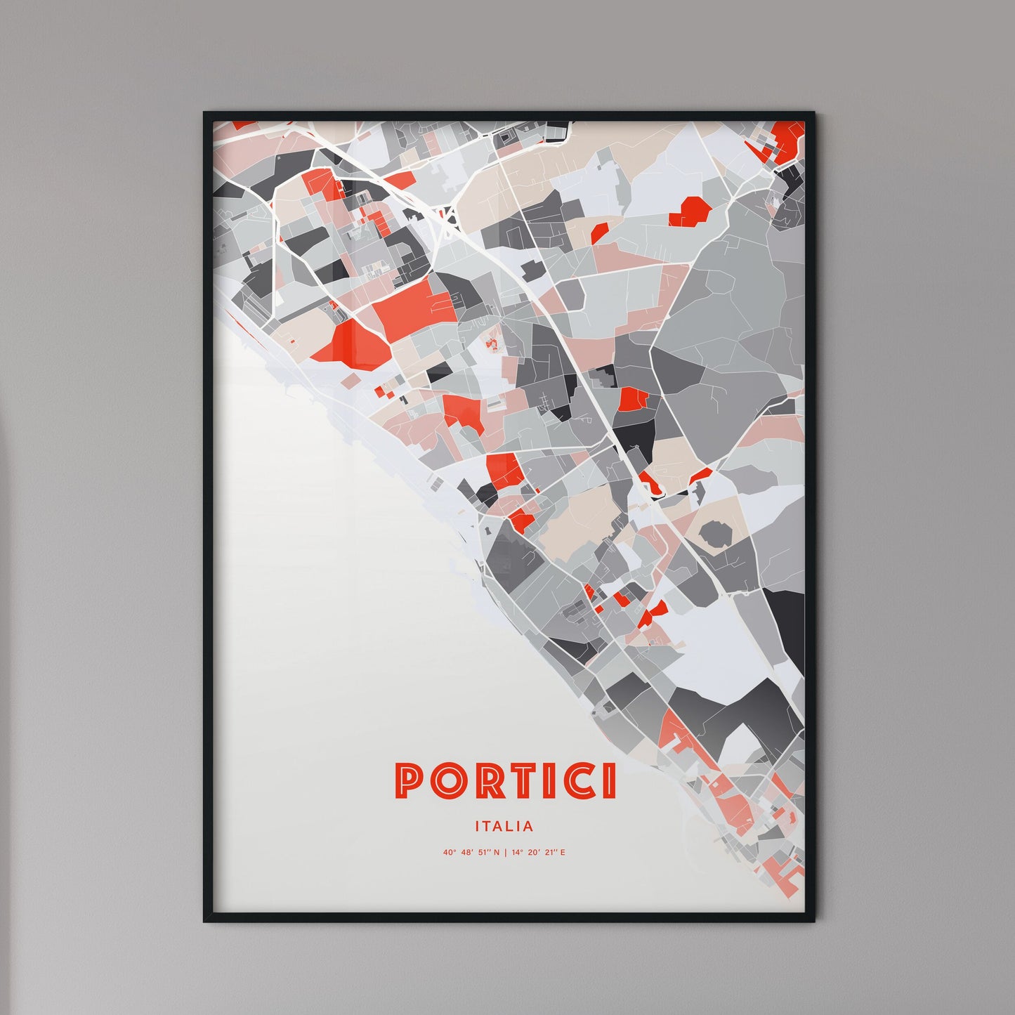 Colorful PORTICI ITALY Fine Art Map Modern