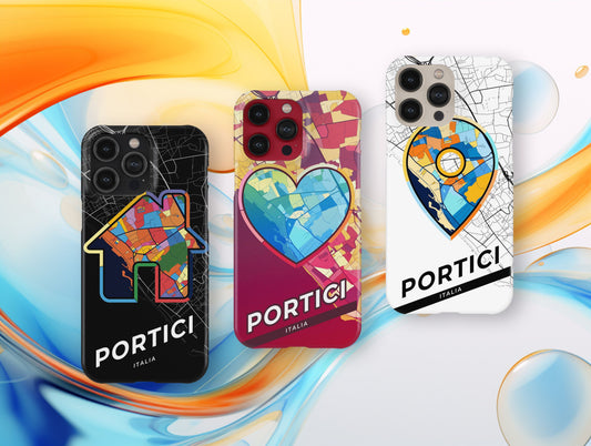 Portici Italy slim phone case with colorful icon. Birthday, wedding or housewarming gift. Couple match cases.