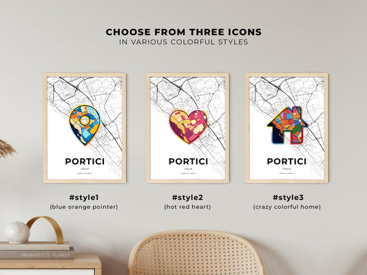 Portici Italy maps with colorful icons