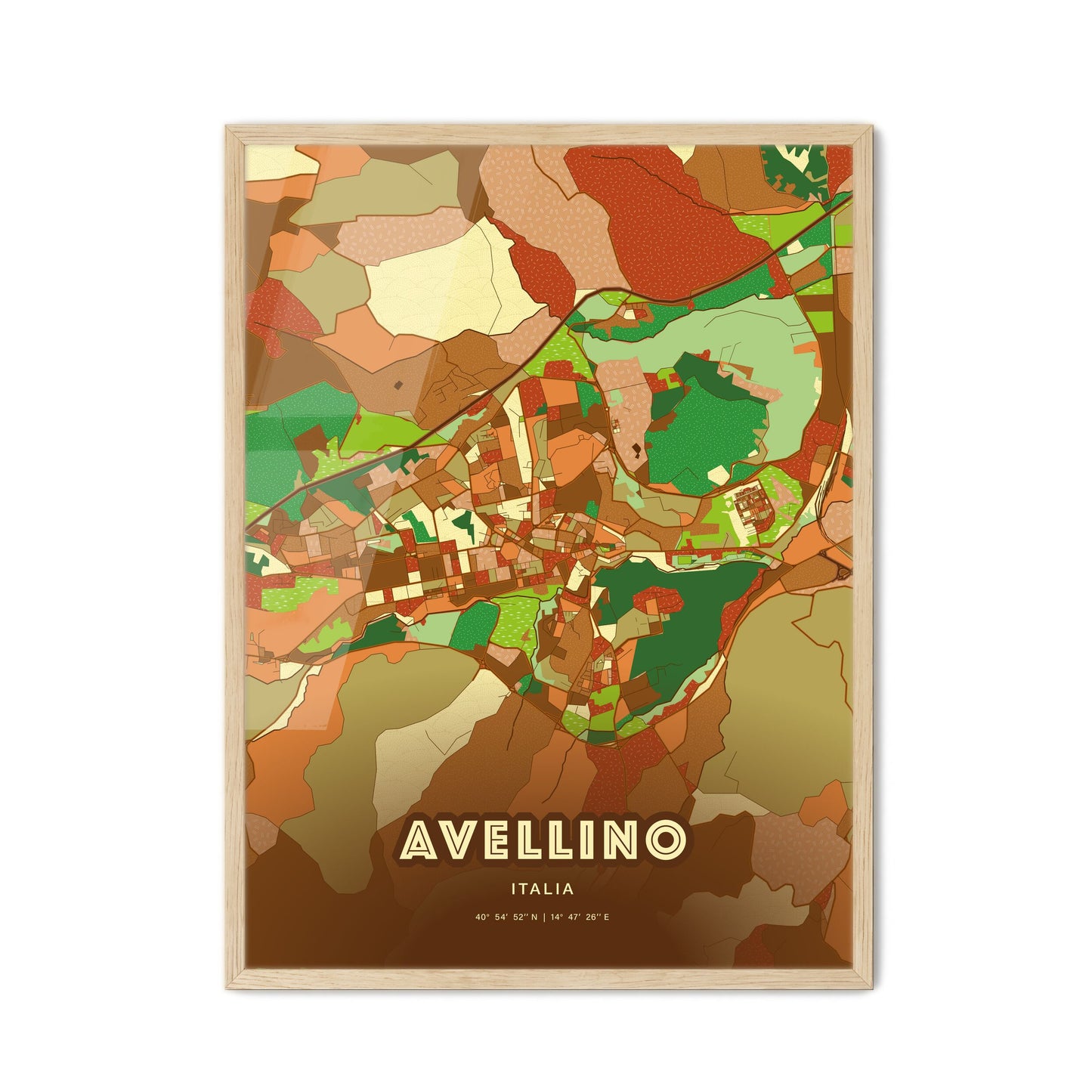 Colorful AVELLINO ITALY Fine Art Map Farmhouse