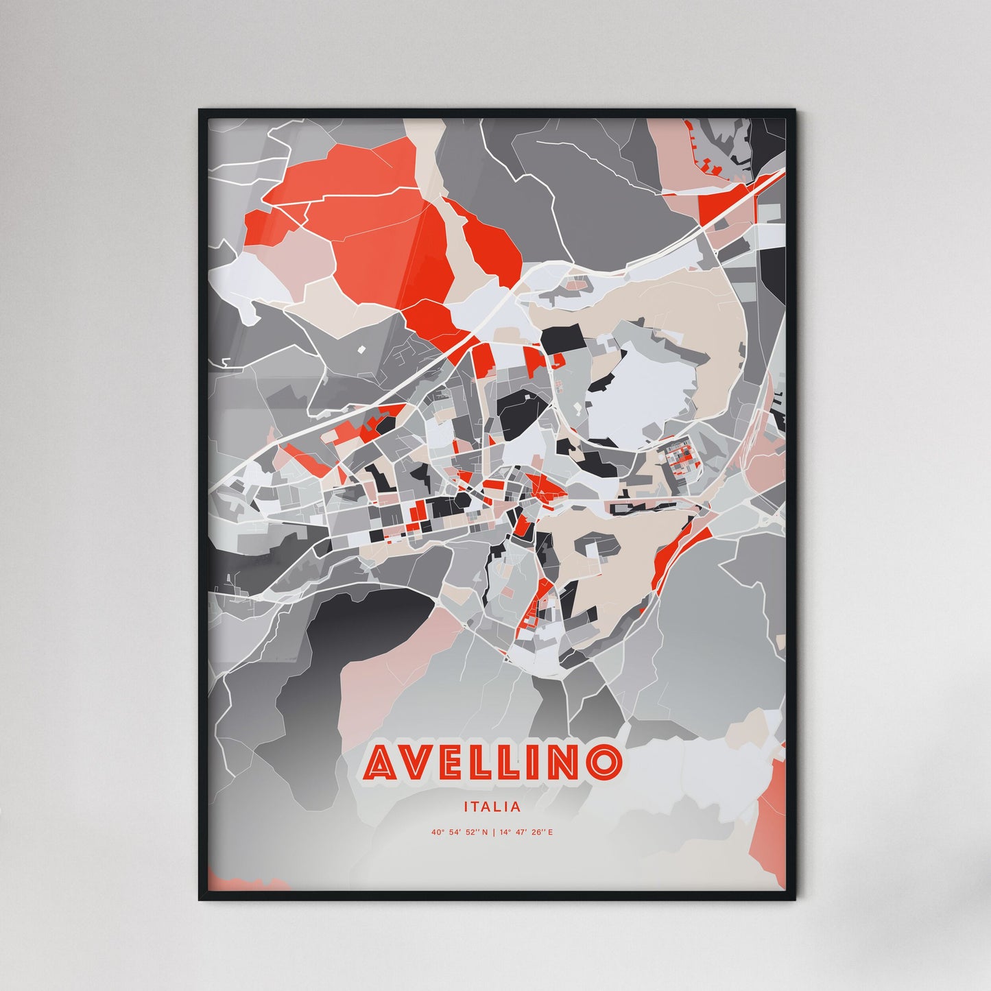 Colorful AVELLINO ITALY Fine Art Map Modern