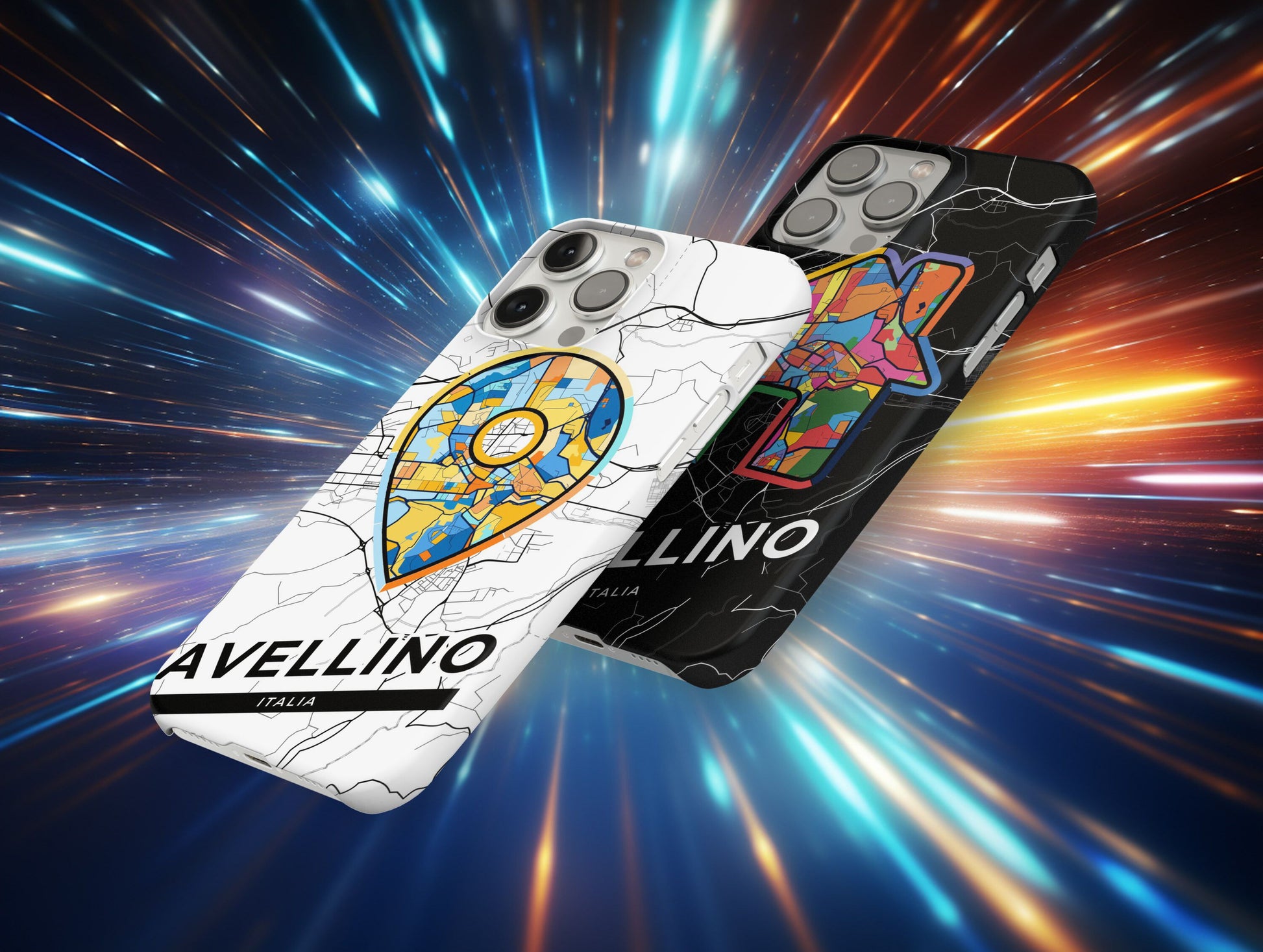 Avellino Italy slim phone case with colorful icon. Birthday, wedding or housewarming gift. Couple match cases.
