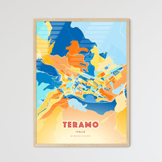 Colorful TERAMO ITALY Fine Art Map Blue Orange