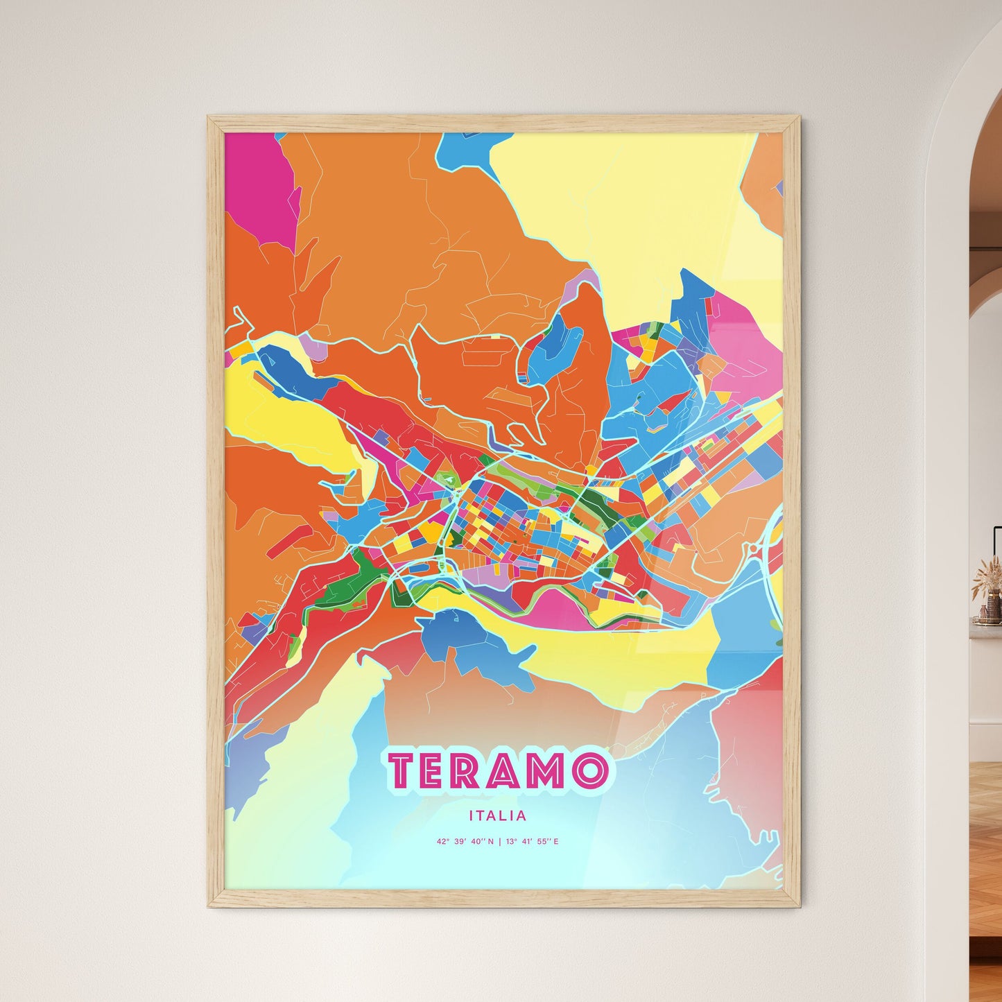 Colorful TERAMO ITALY Fine Art Map Crazy Colors