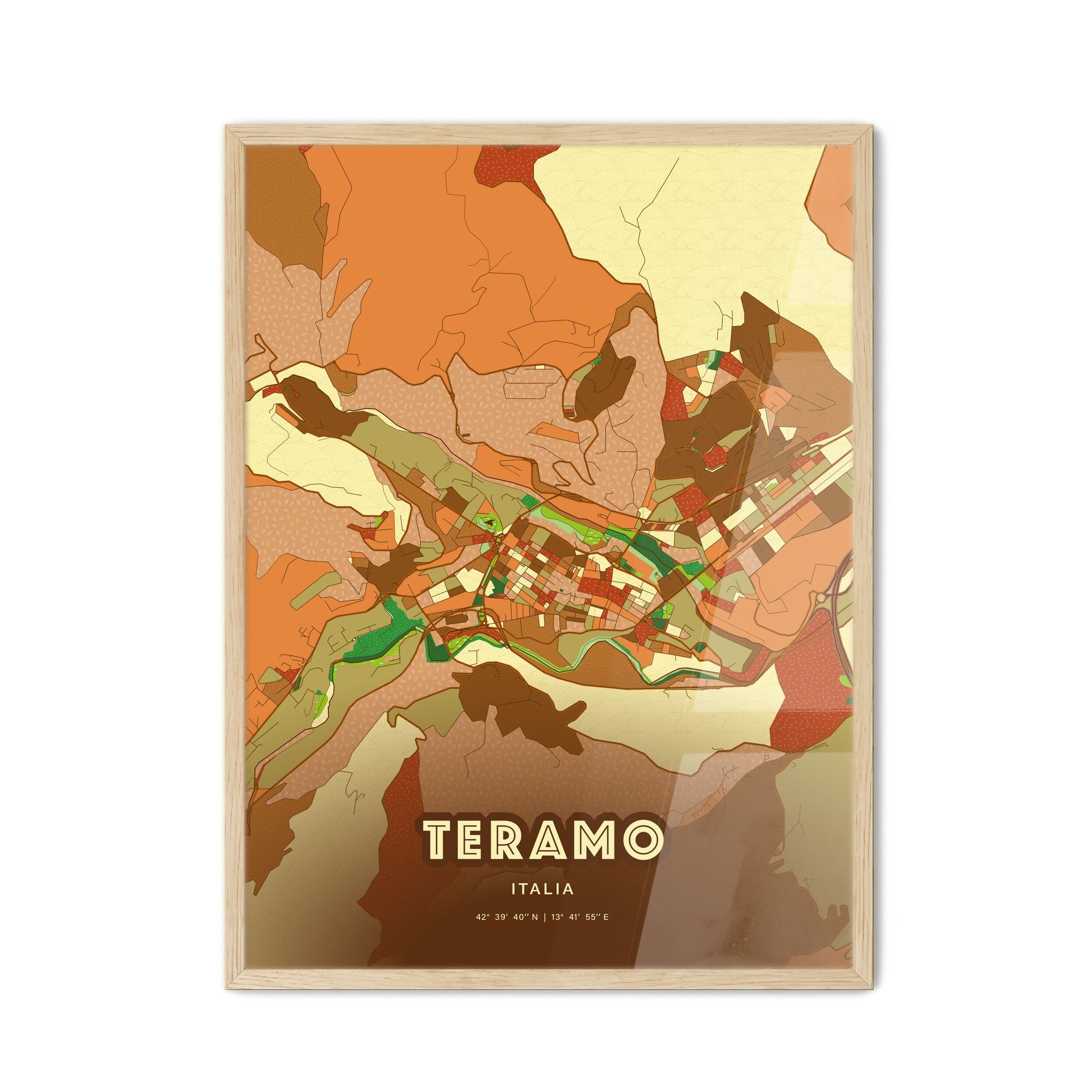 Colorful TERAMO ITALY Fine Art Map Farmhouse