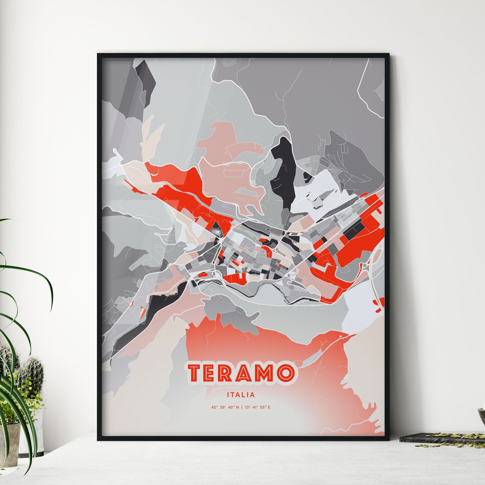 Colorful TERAMO ITALY Fine Art Map Modern