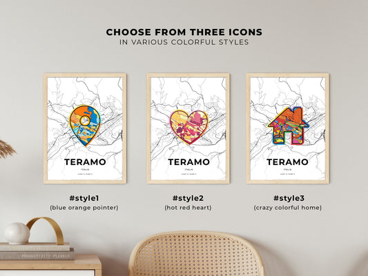 Teramo Italy maps with colorful icons