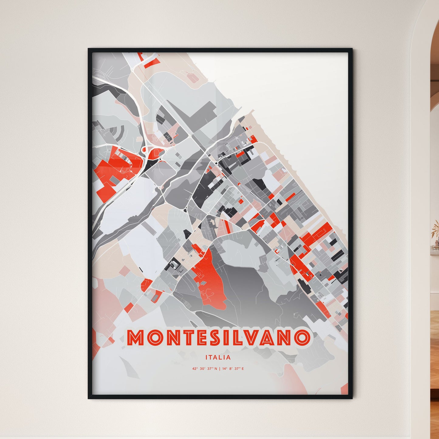 Colorful MONTESILVANO ITALY Fine Art Map Modern