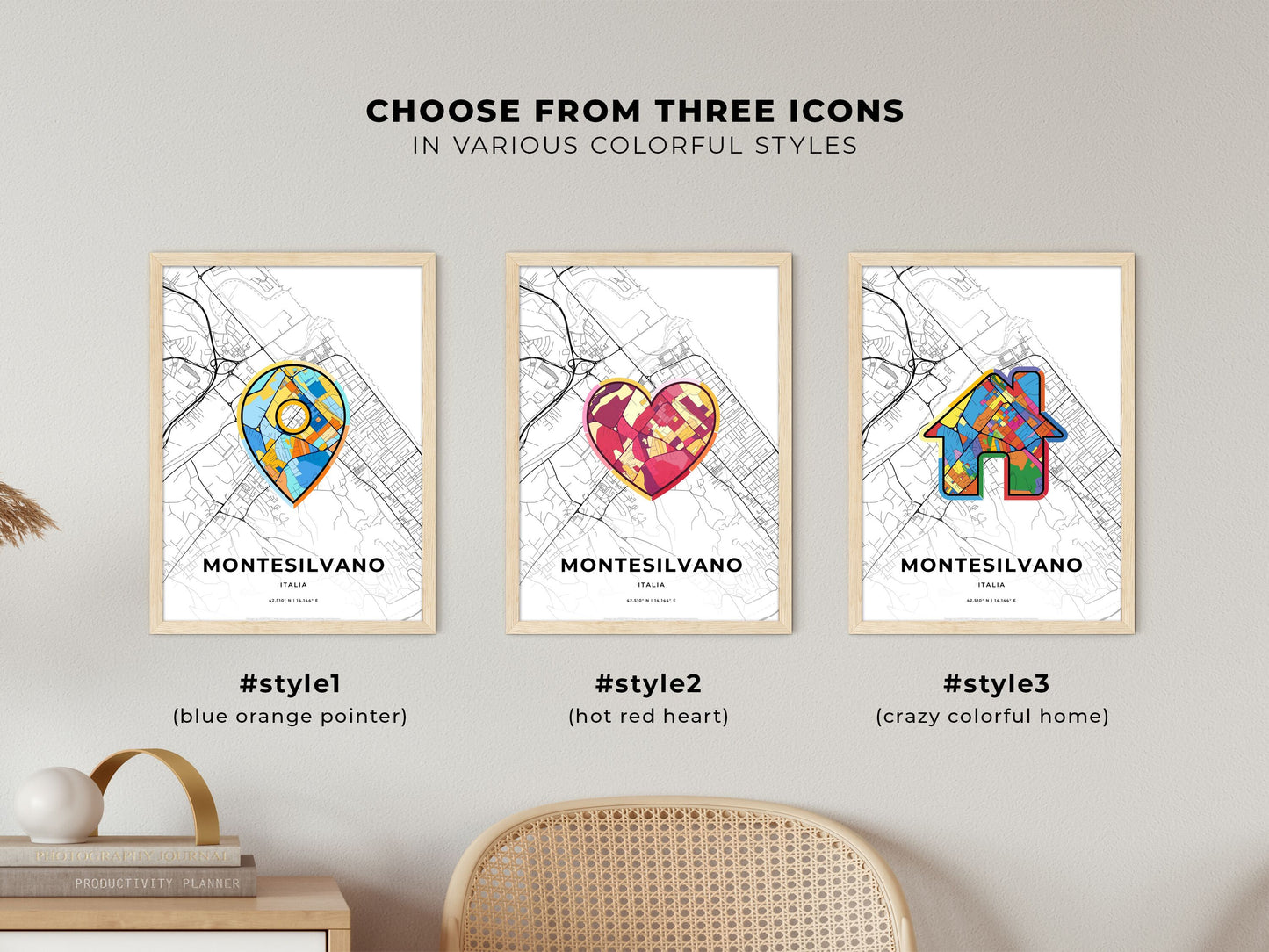 Montesilvano Italy maps with colorful icons