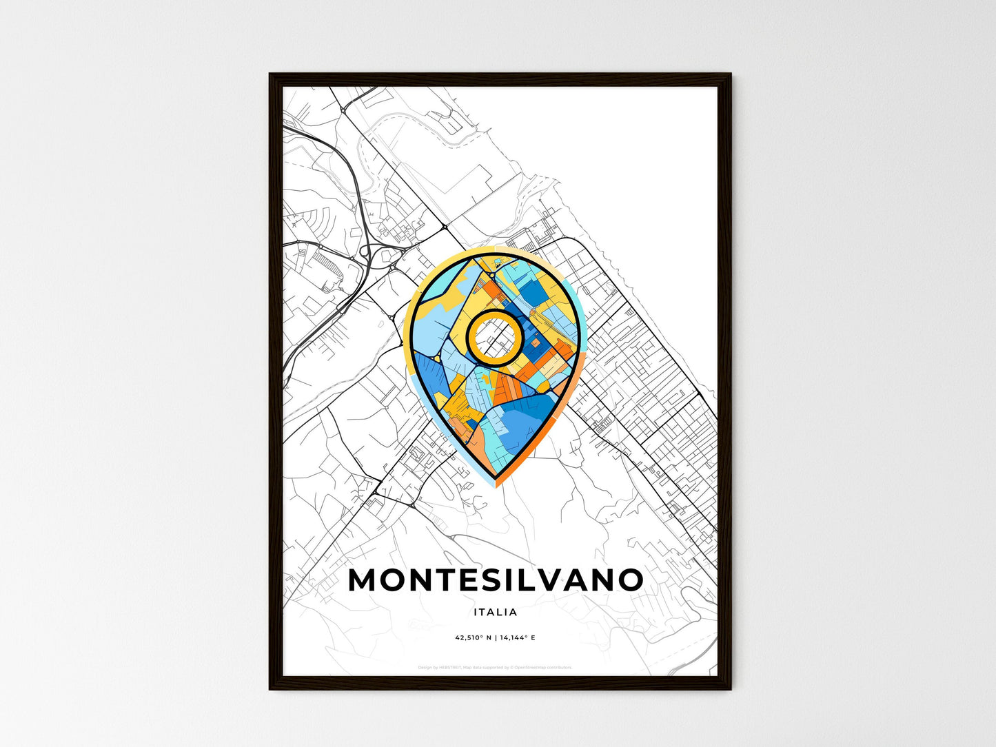 Montesilvano Italy wedding art map with pointer icon
