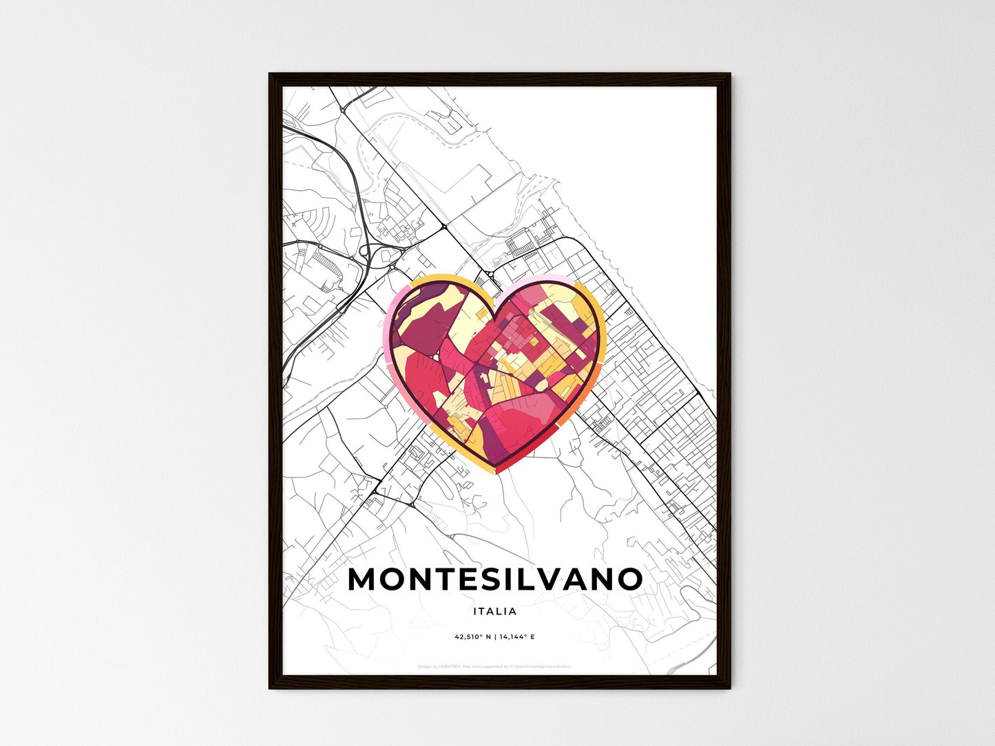 Montesilvano Italy wedding art map with heart icon
